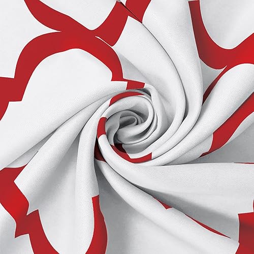 Miniatura 9 de Melodieux Cortina opaca con ojales para oscurecer la habitación, estilo marroquí, para sala de estardormitorio, 42 x 84 pulgadas, blanco roto y rojo