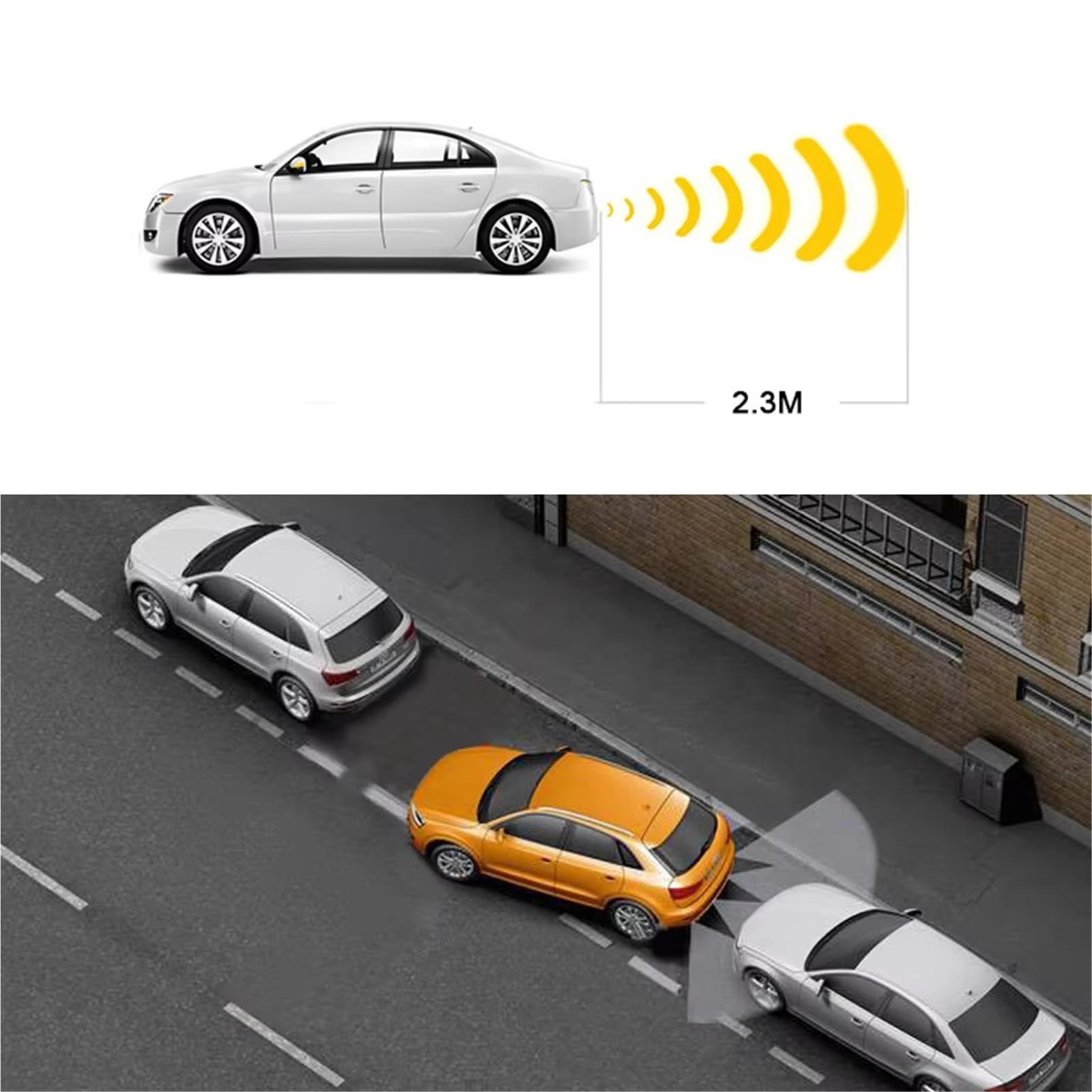 Sensor PDC Radar Marcha Atrás 4 Sensores Aparcamiento Aparcamiento Para Coche Kit Parktronic Para Garaje Sensor Distancia Alerta Sonora Sensores Geomagnéticos Para Coche(White)