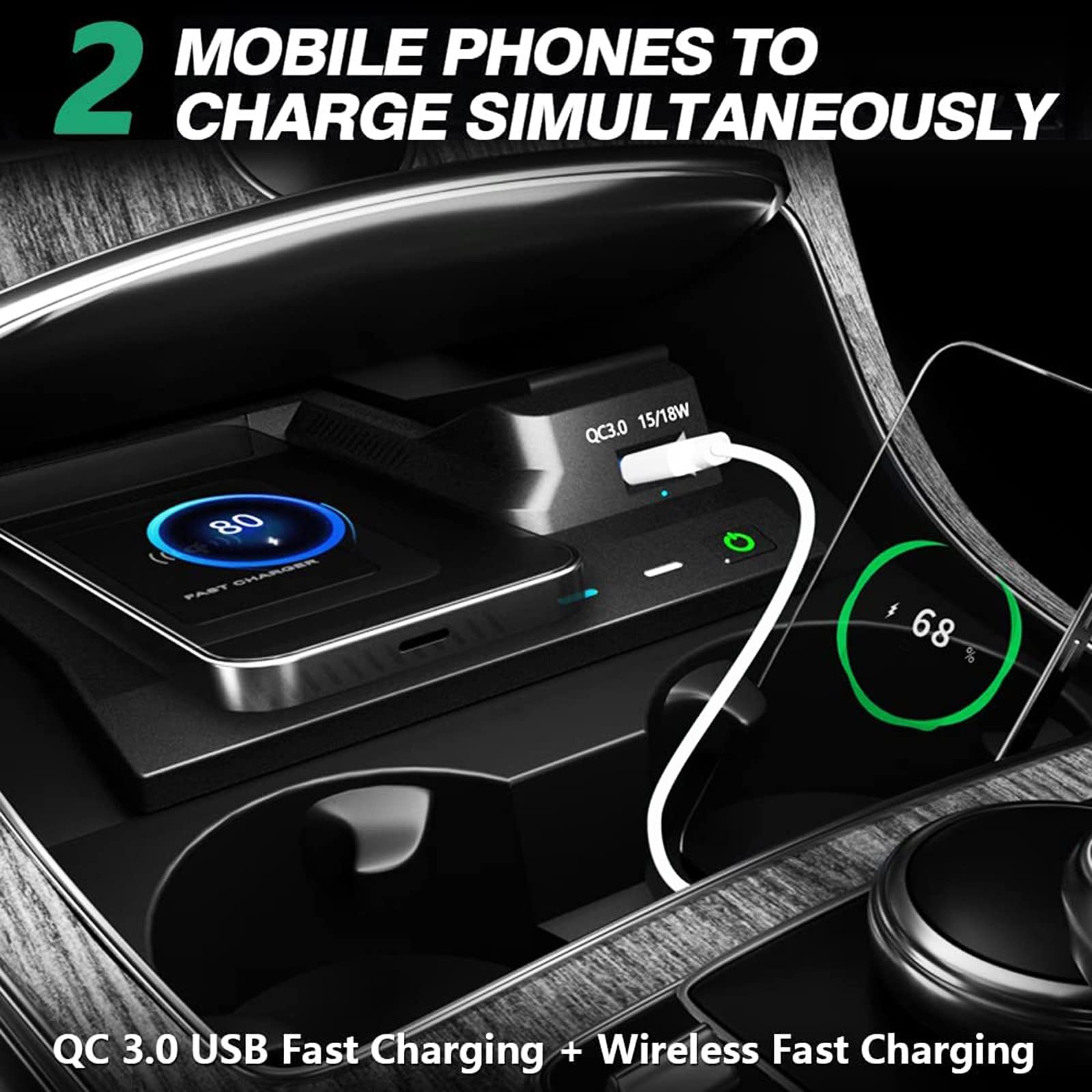 Cargador Inalámbrico para Coche para Mercedes Benz GLC/Coupé (2016-2022) 丨Clase C/C63/C43, Plataforma De Carga Rápida para Teléfono De 15 W para Cualquier Teléfono Móvil Habilitado para Qi