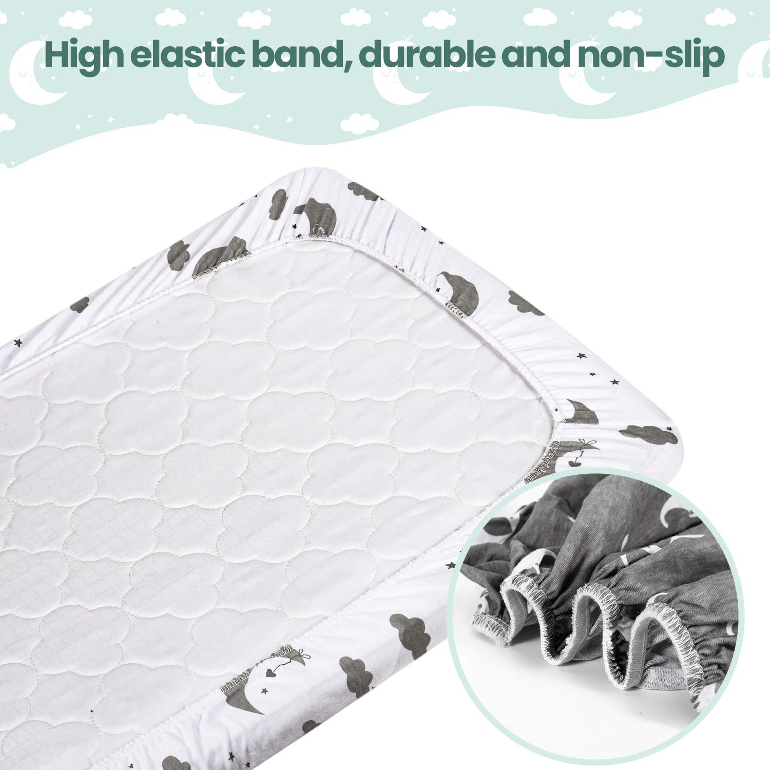 Momcozy Drap Housse Bébé 75x33cm/72x32cm/70x30cm/80x46cm pour Berceau Universels Lot de 3, Protège Matelas pour Fille ou Garçon, Élastique, Compatible avec Julius Zöllner, Träumeland, Alvi, FabiMax