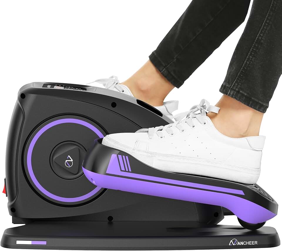 ANCHEER Elíptico para Usar Embaixo da Mesa, Exercitador de Pernas Elíptico para Idosos, Totalmente Montado, Elíptico Elétrico com Pedal, Controle Remoto E 12 Níveis de Resistência Ajustáveis.