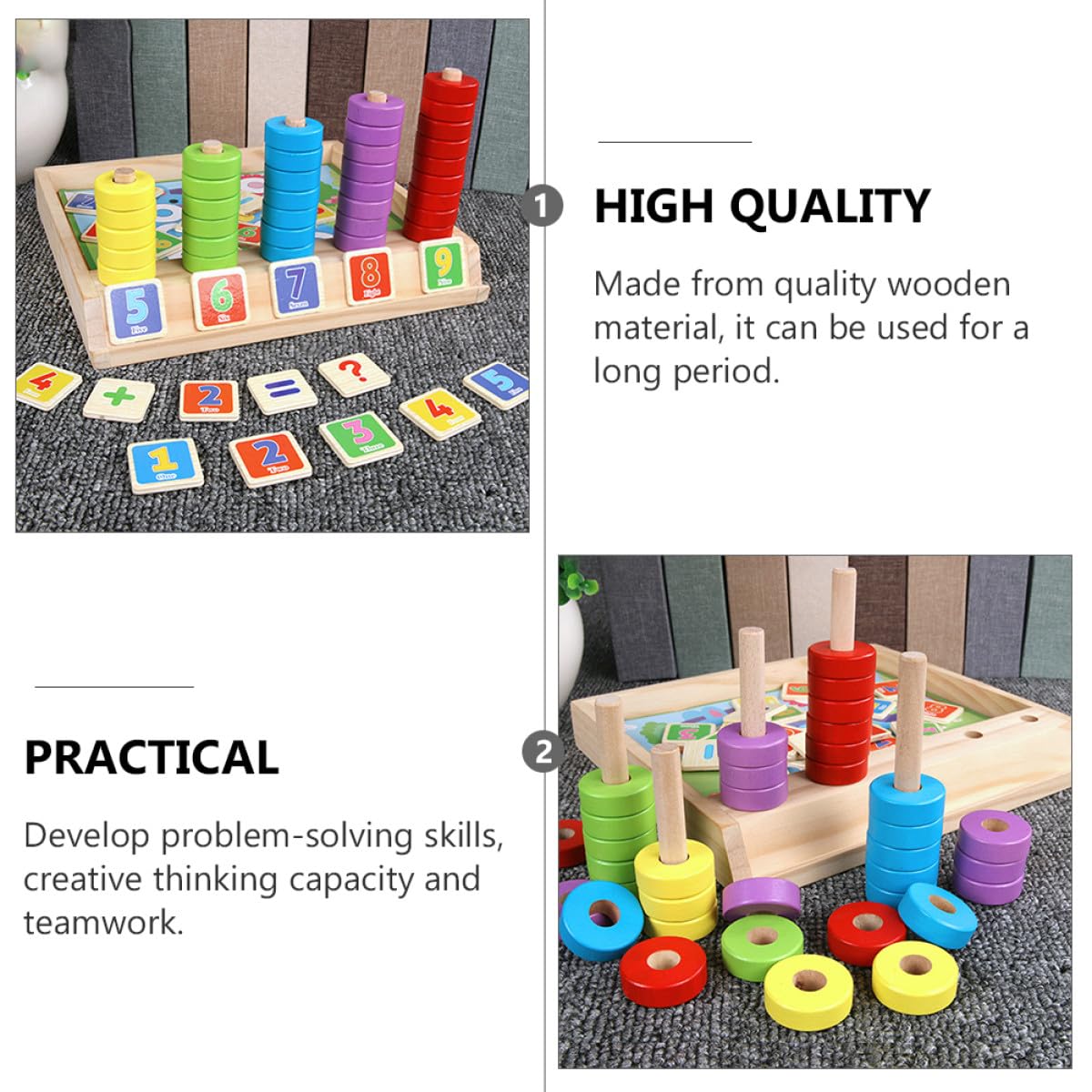 Gatuida Gioco Educativo in Legno per Bambini Puzzle Numerici e Blocchi Aritmetici Multifunzione per Sviluppare Creatività e Capacità di Problem Solving