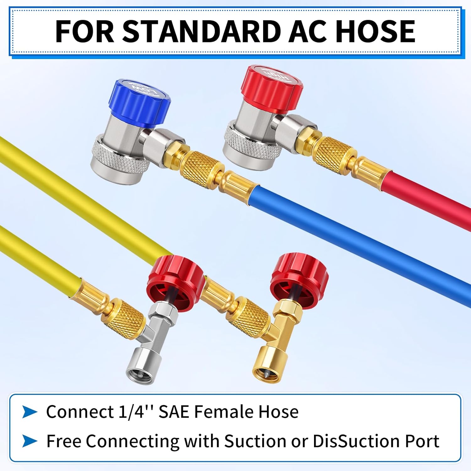 Boltigen R134A Adapters Kit, R134A Quick Couplers with Self Sealing & Puncture Can Taps, 134A Refrigerant Manifold Adapter & Can Tap, AC Freon Can Tap Adapter Set, for R134a System Refrigerant Refill