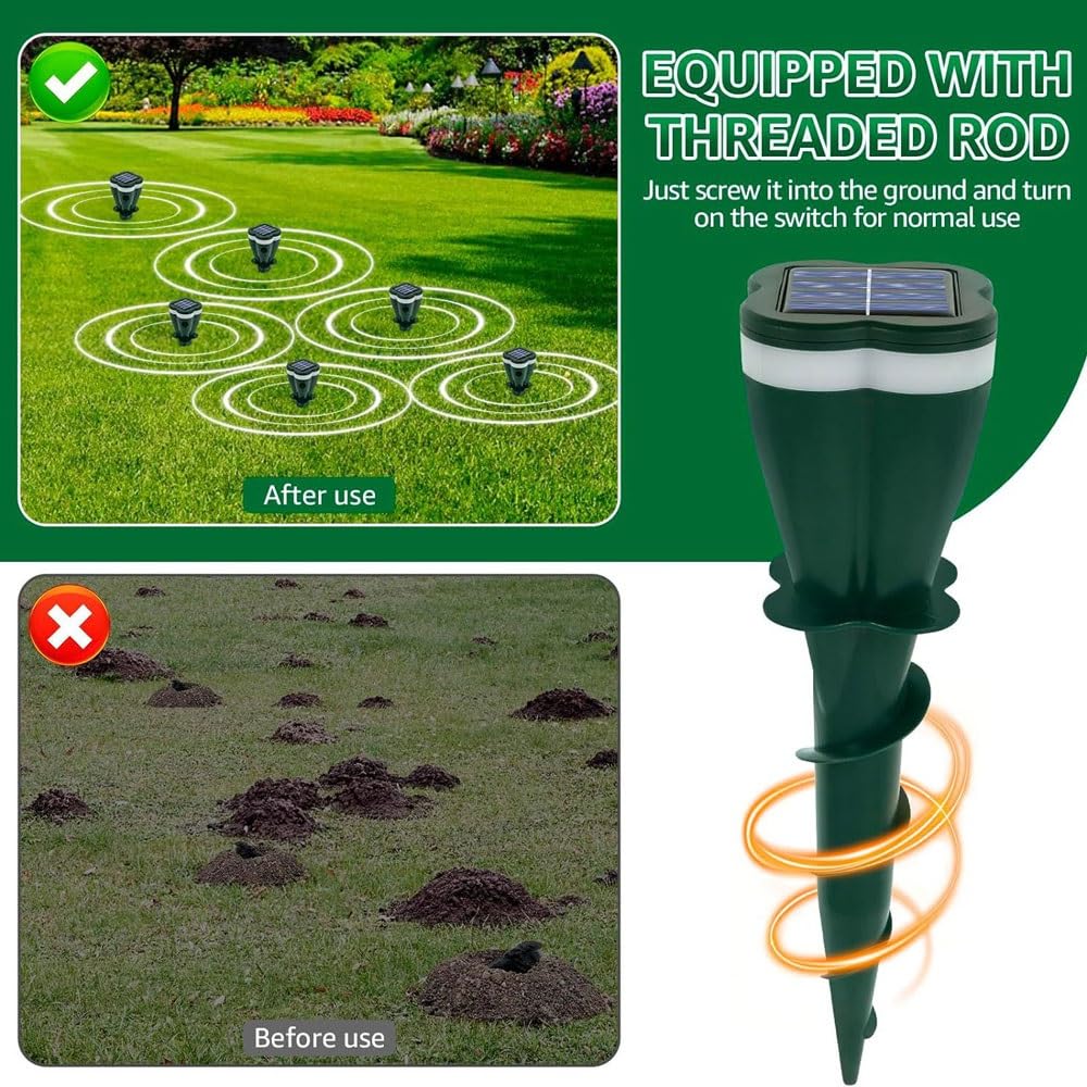 Repellente per Animali a Ultrasuoni a Energia Solare, Controllo Parassiti per Gatti, Cani, Uccelli, Ratti - Deterrente Impermeabile ad Attivazione Motoria per Giardino e Cortile(A)