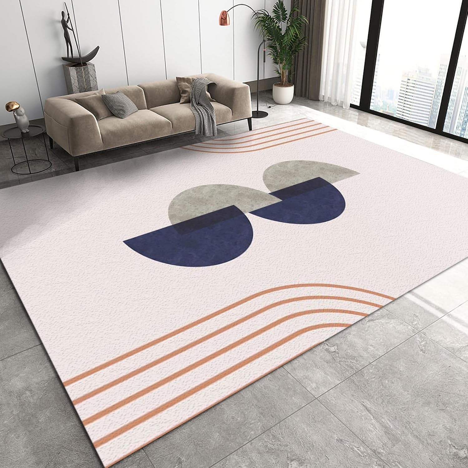 Tapis de chambre abstrait à rayures 180x280 cm pour sublimer votre espace salon et canapé