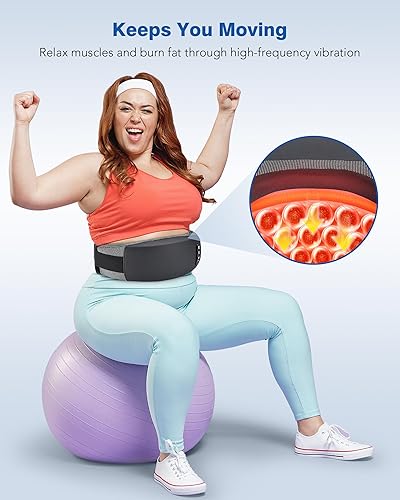 Miniatura 8 de Cinturón masajeador de espalda inalámbrico, almohadilla térmica con 2 niveles de calefacción, 3 modos de vibración, masajeador de estómago para