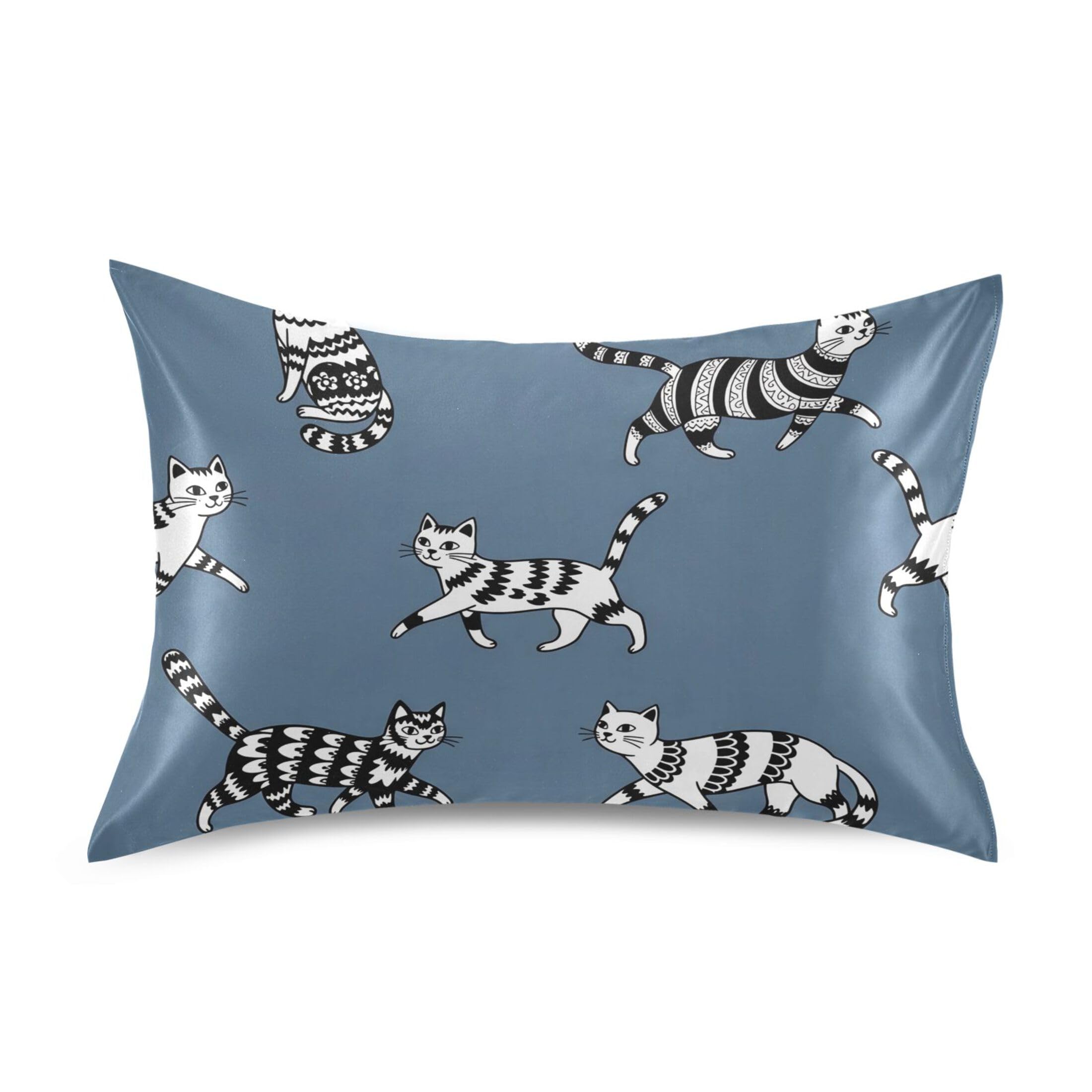Fuauuyl Pillowcase Queen Size 20x30 in, Cats Soft Breathable Satin Pillow Case for Hair and Skin with Envelope Closure Wrinkle-Free