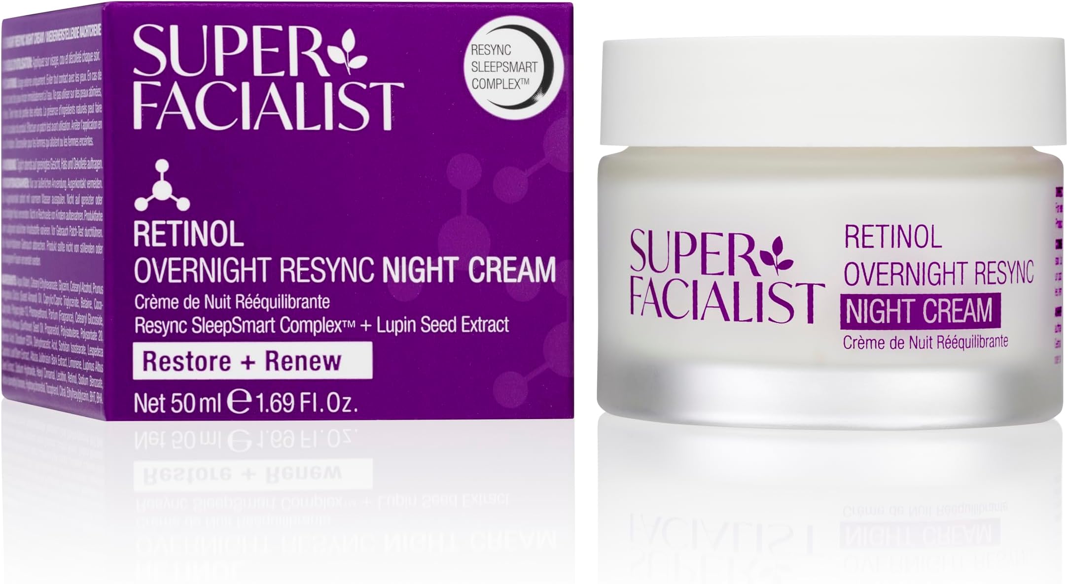 Retinol Overnight Resync Night Cream 50ml – Anti-Ageing Night Moisturiser with Retinol & Hydrating Complex for Smoother Skin