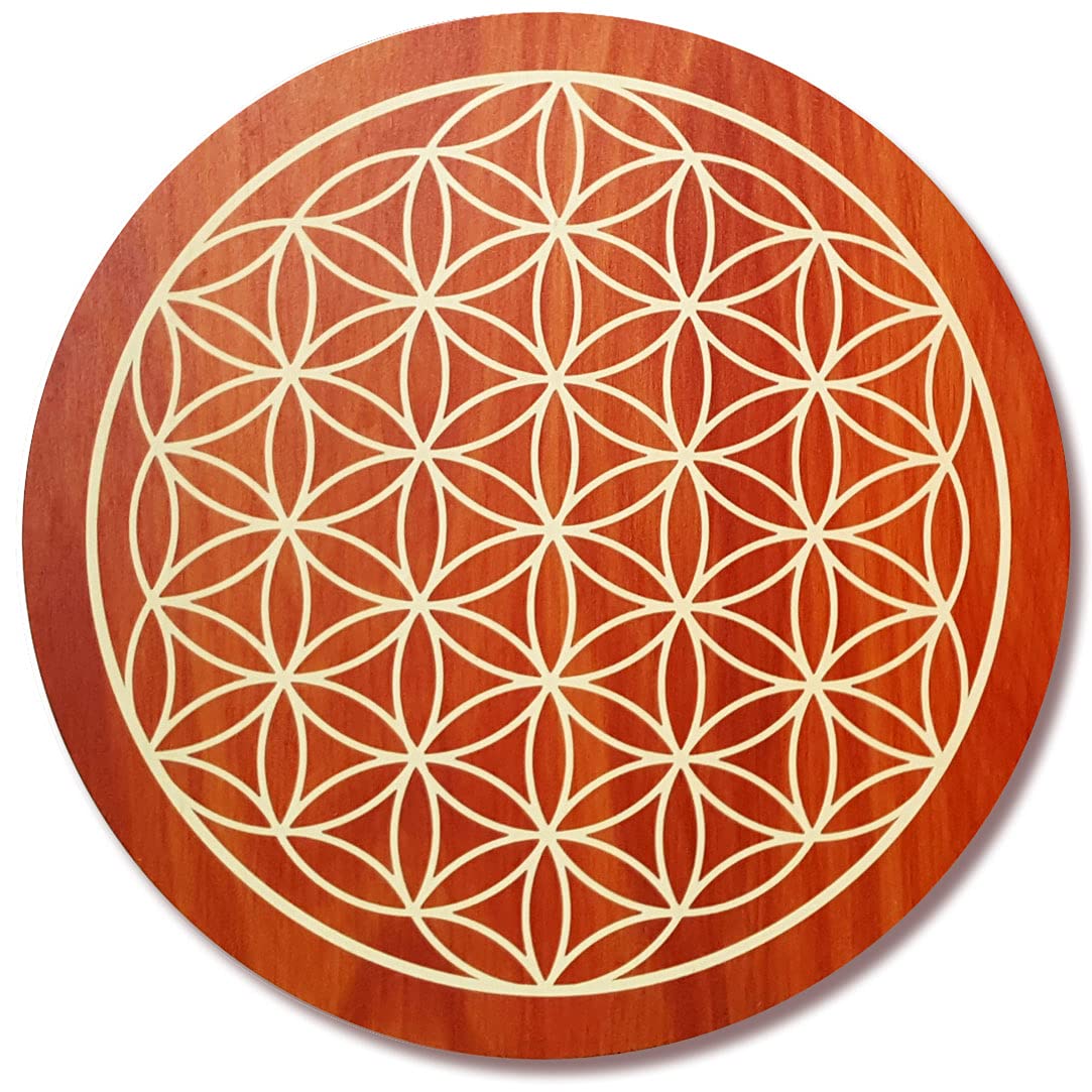 Kunst und Glas® · Obraz drewniany · Kwiat życia · Ø 40 cm · symbol ochrony akcesoria do medytacji joga kwiat życia na naturalnym drewnie · pomysł na prezent urodzinowy · obraz ścienny podziękowanie · dekoracja ścienna salon