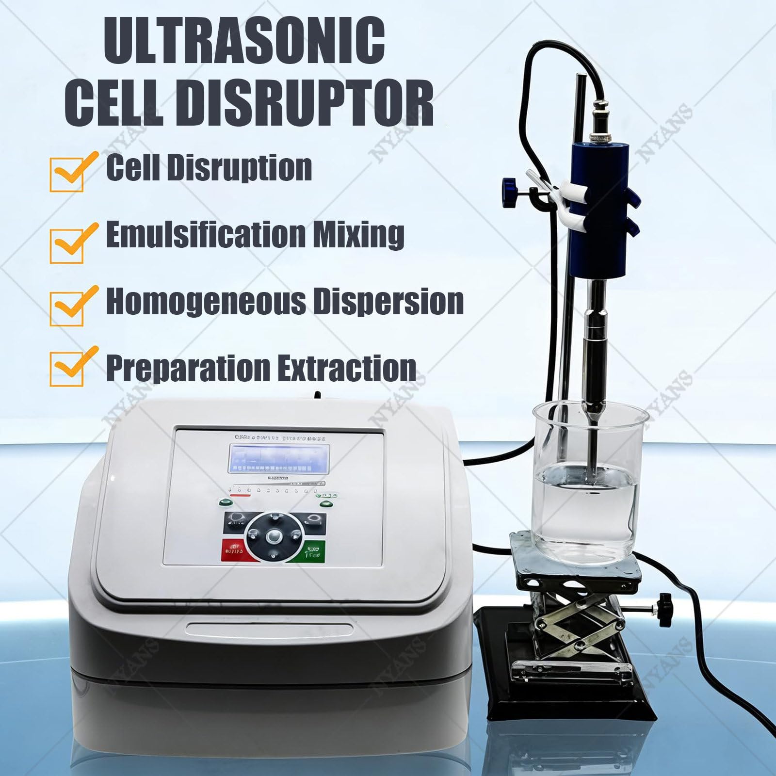 NYANS Ultraschall-Prozessor, Zell Disruptor-Mischer, Ultraschall-Homogenisator, Labor-Emulgiergerät, Einstellbar Von 1 S Bis 99 Std, für Biologie, Optik, Schmuck, Luft- und Raumfahrt, Hardware Φ8mm