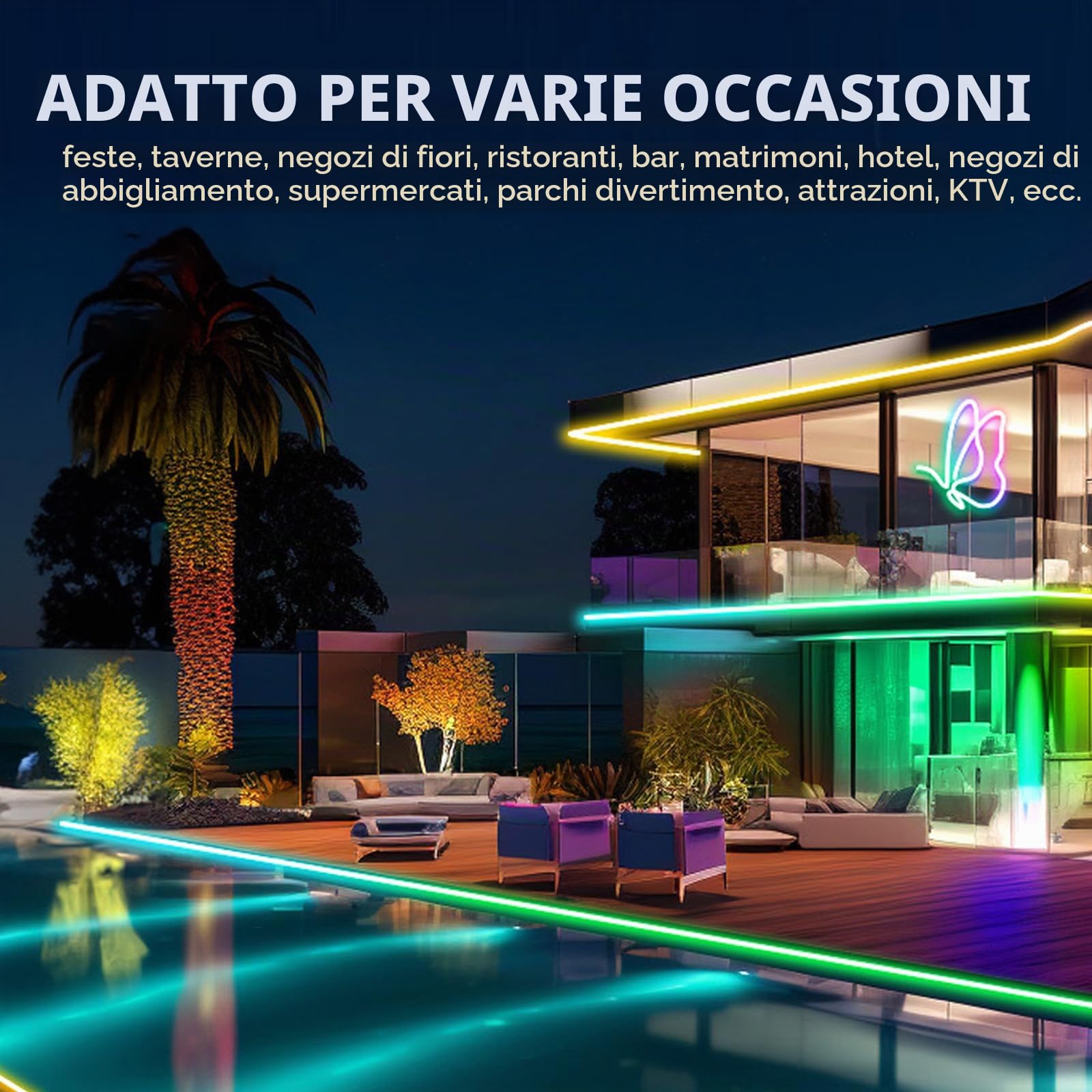 Striscia LED Neon 15M, RGB LED Striscia Neon con 1080 LED | Luci al Flessibile con con APP Bluetooth e Telecomando, Sincronizzazione Musicale, LED per Halloween, Natale(1×15m)