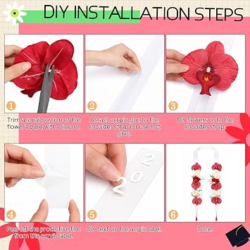 Yinder 36 Pcs DIY Graduation Leis Set Class of 2026 Flower Graduation Stole with Tassel Acrylic Card Letter Sticker Congrats Grad Necklace for Craft High School College Gift Ceremony Party(Red)