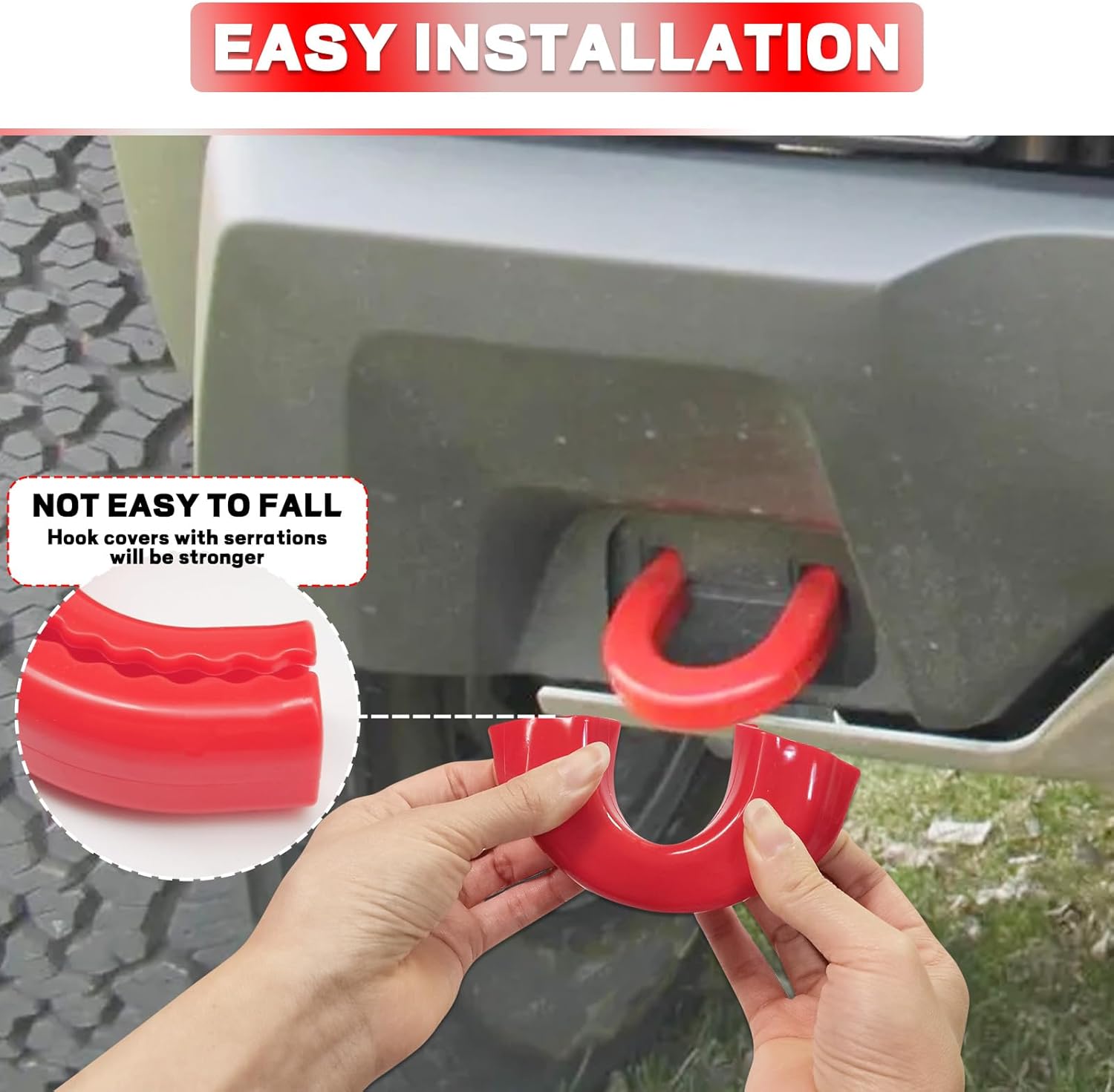 Tow Hooks Covers Compatible with Chevy Colorado Trailboss 2015-2026/GMC Canyon 2015-2022, Front Tow Hitch Cover Red (Not fit 2023-2026 Colorado Z71 ZR2)