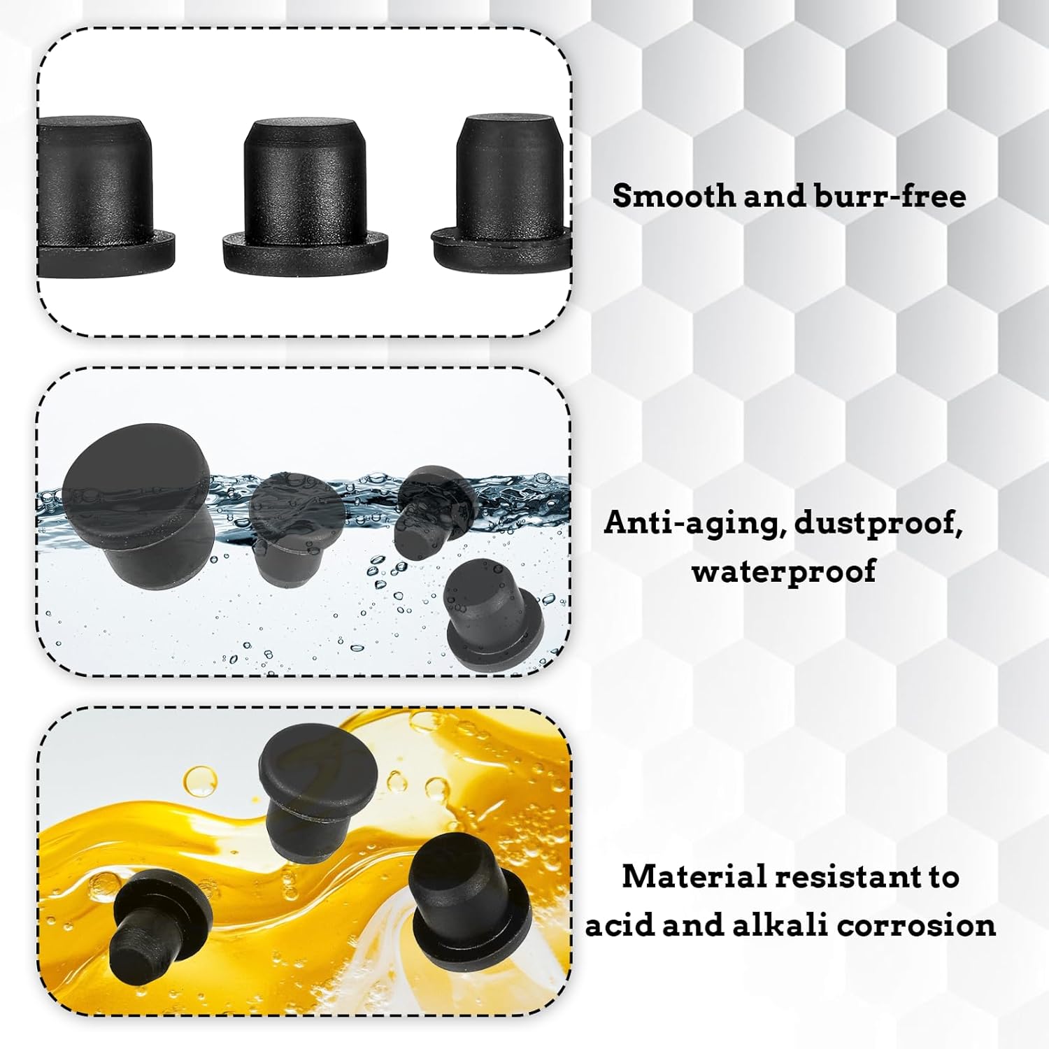 50 PCS 1/4” Stopper Rubber Stopper for 1/4" Rubber Hole Plug Silicone Plugs for Round Holes Waterproof Silicone Plug for Bottles Bumper