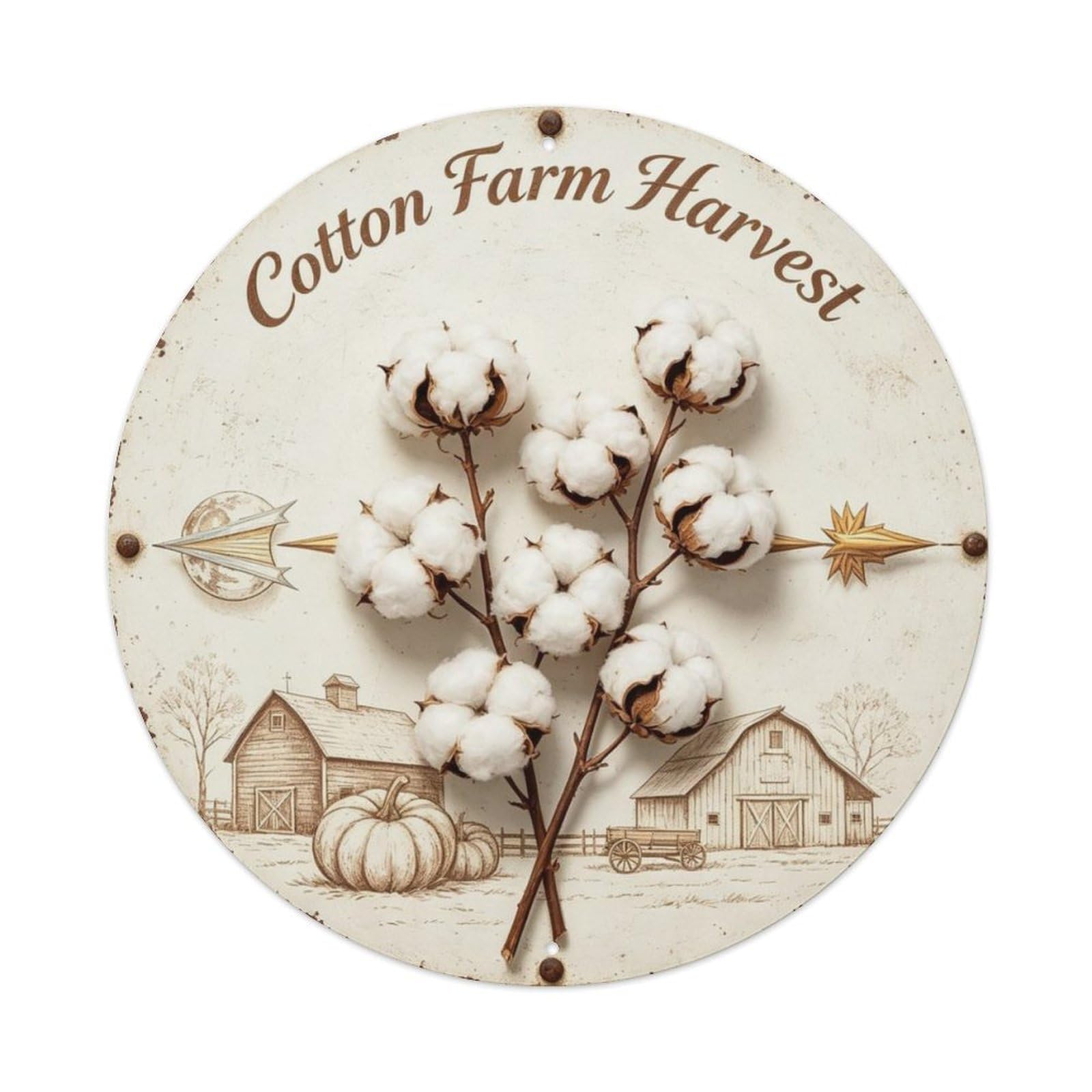 Cotton Farm Harvest Metal Tin Sign Plaque