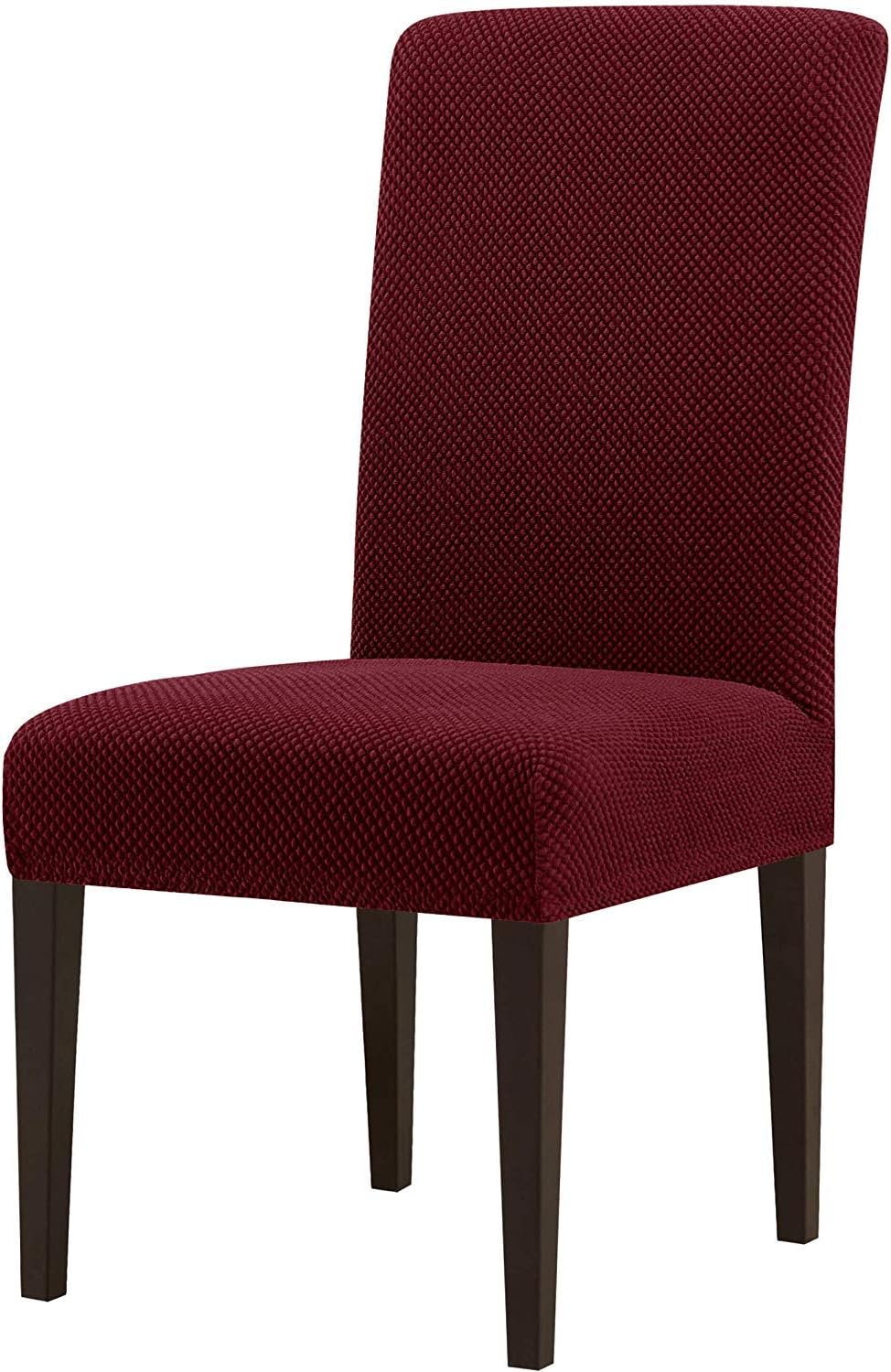 Fancy Linen 4pc Luxury Chair Cover Set for Dining Chair Waterproof Stretchable Breathable Slipcover Solid Burgundy New