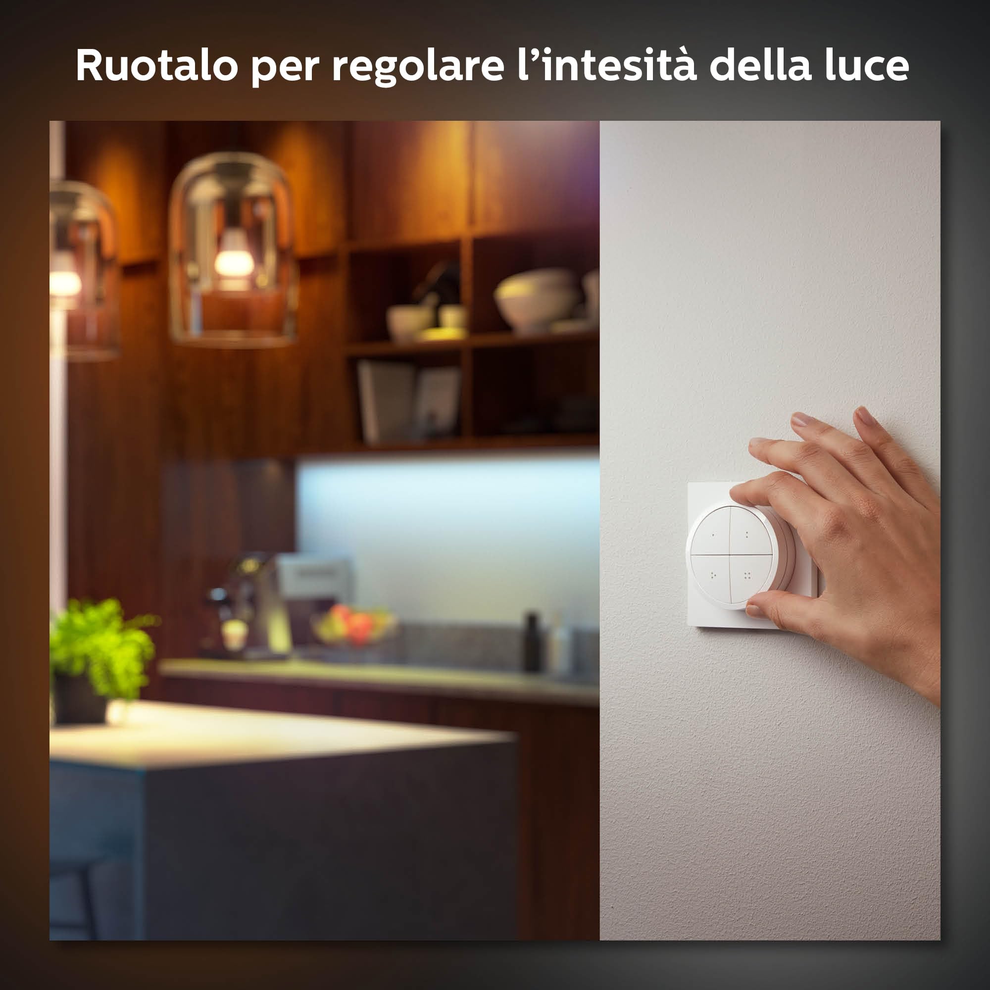 Philips Hue Interruttore Tap Dial Smart, Alimentazione a Batteria, Bianco