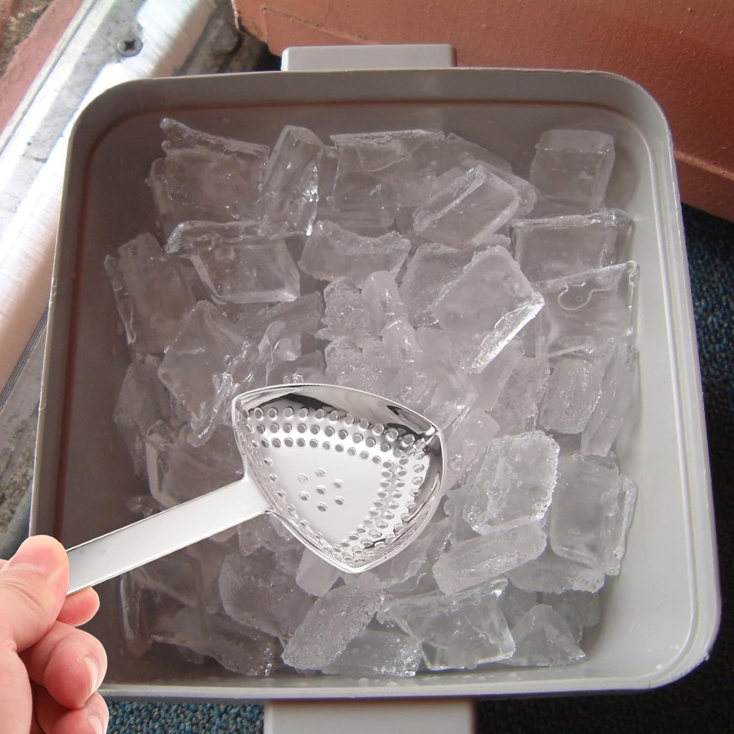 Triangle Cocktail Strainer Spoon, Stainless Steel Ice Filter for Bar
