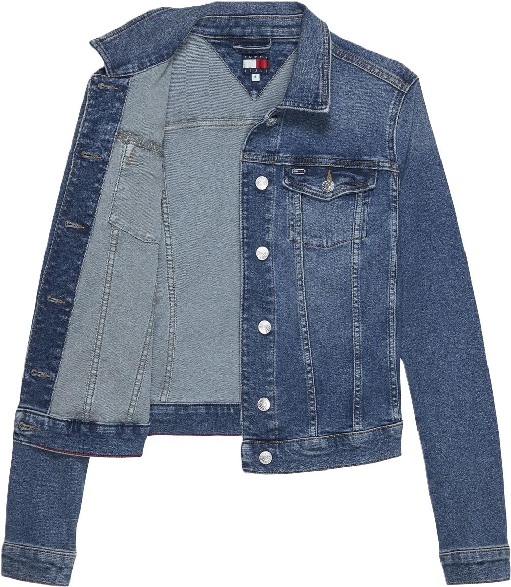 Tommy Jeans Donna Giacca in Jeans Vivianne Chiusura con Bottoni, Blu (Denim Medium), XL