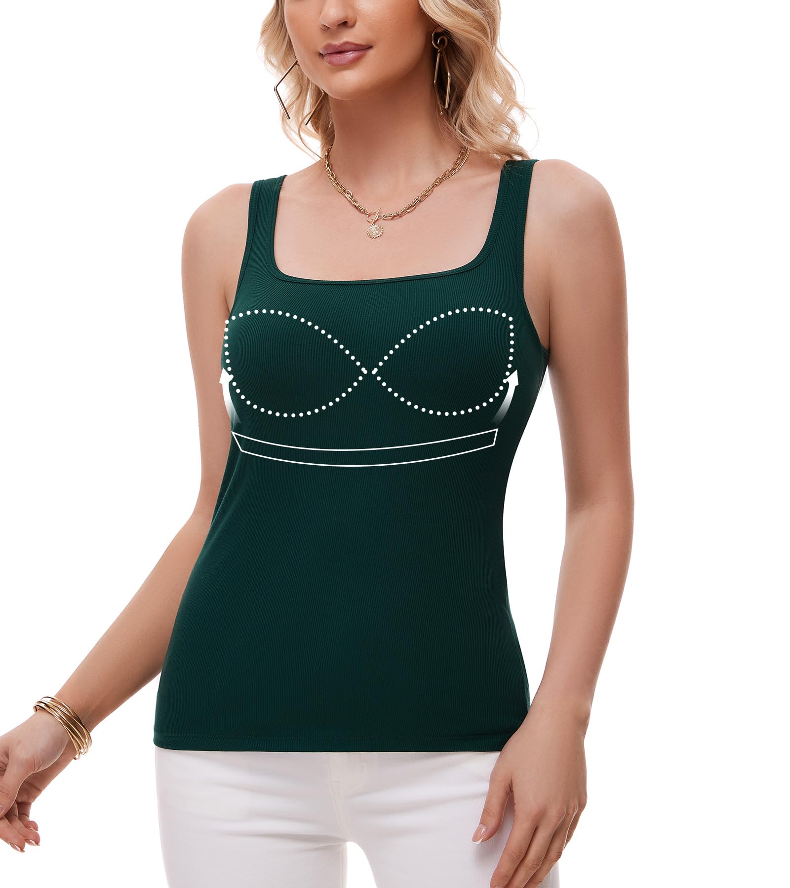 ANYFITTING Damski Biustonosz Zintegrowany Basic Tank U-Shape Tank Damski Basic Tank bez Rękawów Large Strap Tank S-3XL