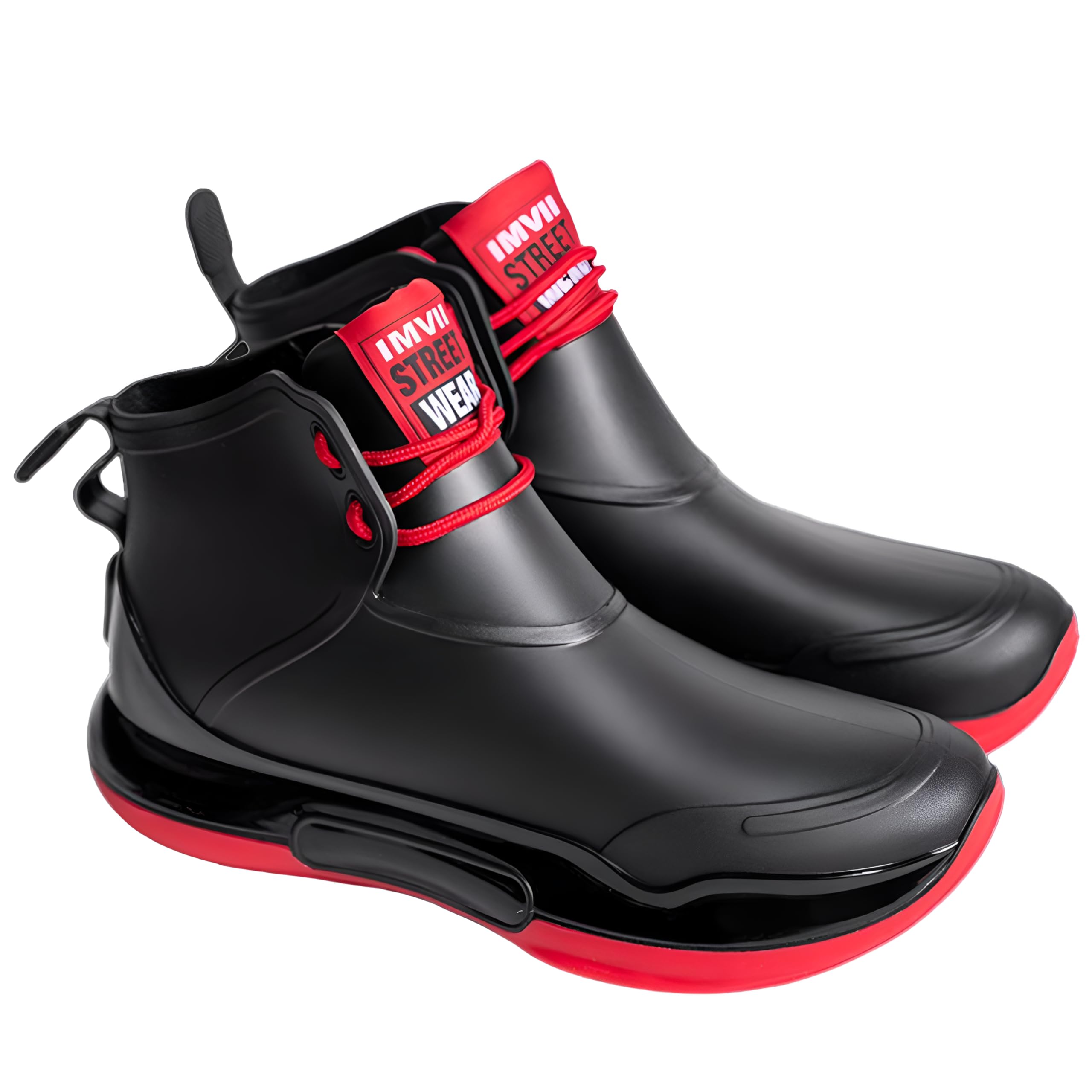 YYW Lace Up Rain Boots Women and Men Unisex High Top Ankle Rainboots Hiking Camping Garden Waterproof Rain