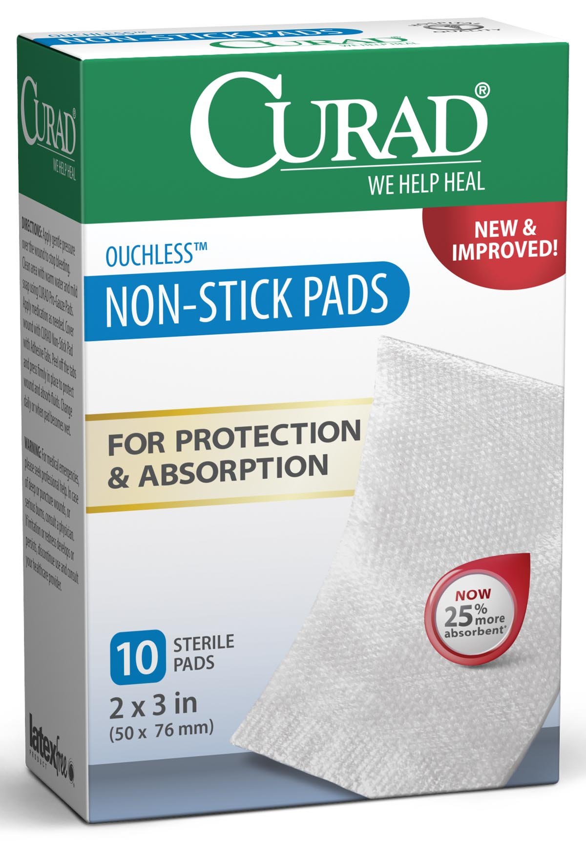 Curad Non-Stick Pads, 2 X 3 Inches, 10 Count (Pack of 12)