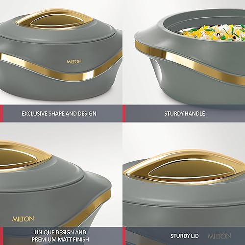 Miniatura 5 de MILTON Cacerola aislada con tapa, juego de 3 piezas de 2.11.51 cuarto de galón calentadorenfriador de alimentos calienteenfriador - Tazón térmico