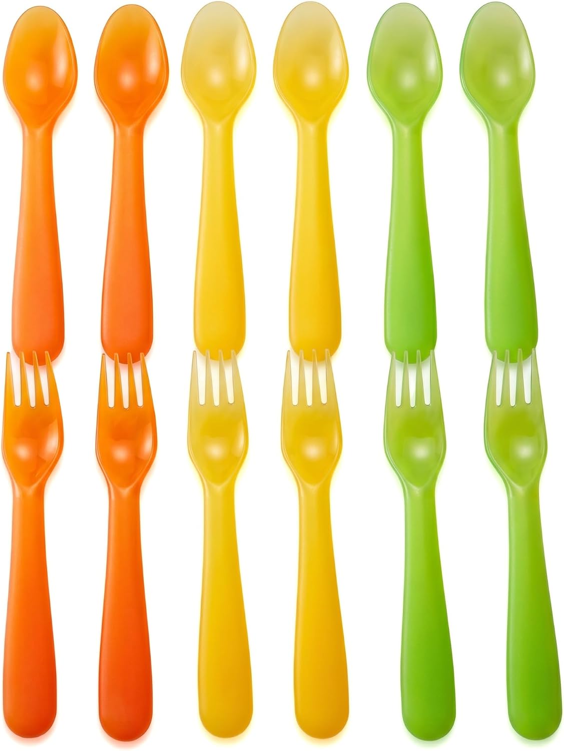 12 Pack Colorful Flatware Set for Adults, 6 Spoons 6 Forks BPA-Free, Lightweight Break-Resistant Cutlery for Daily Meals Camping Picnic Party, Dishwasher Safe