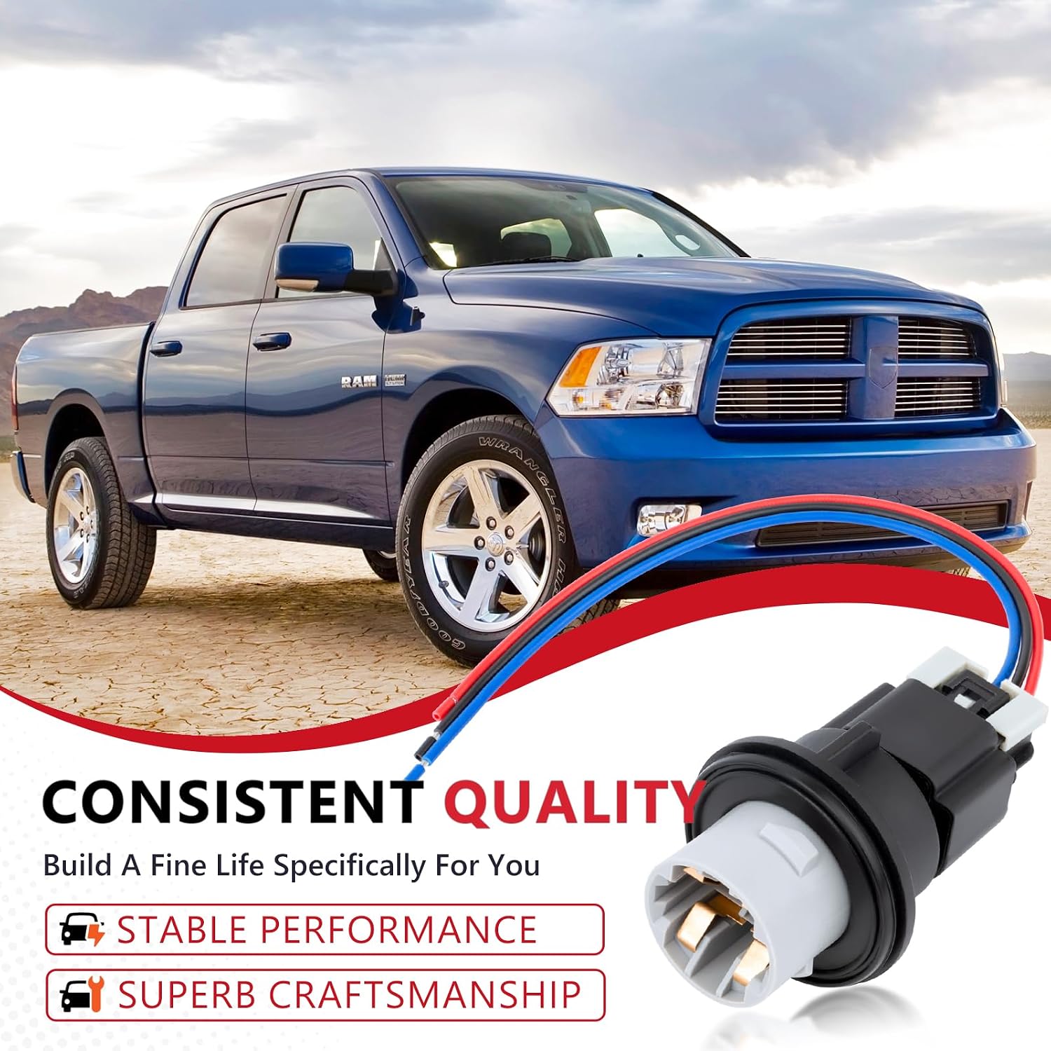 Turn Signal Light Socket Holder with Wiring Harness and Lamp Bulb Fit for Dodge Ram1500 2500 3500 2009-2012 Replace OE 68083021AA 2PCS
