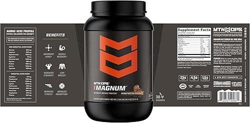 Vista 13 de MTN OPS Magnum - Proteína de chocolate en polvo, 0.81 oz de proteína aislada de suero y proteína de leche con BCAA, cero azúcar y sin gluten, 30
