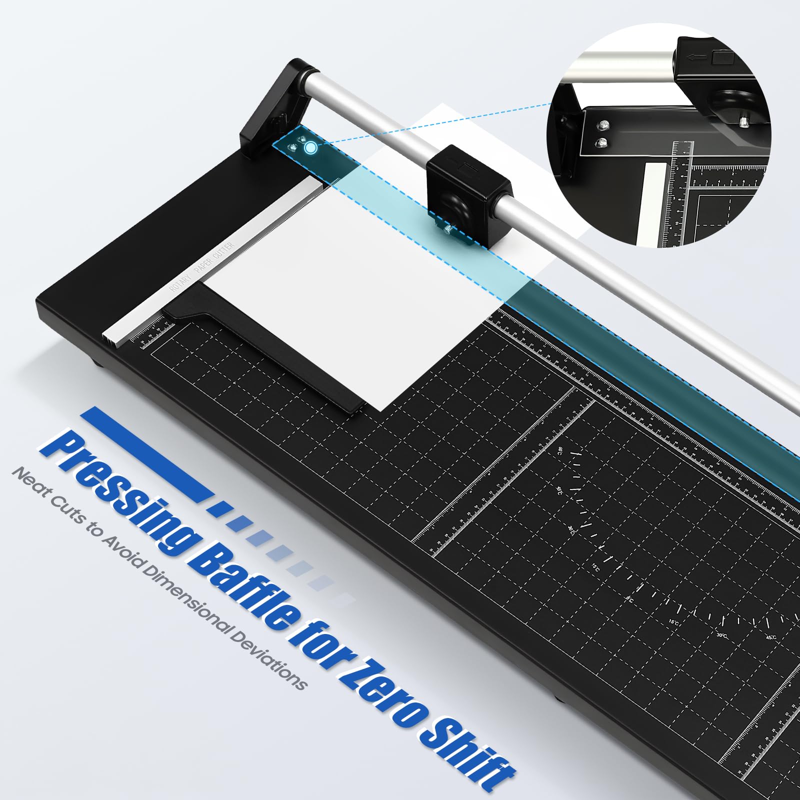 Rollenschneider 36 Zoll (90 cm) Papierschneider mit 2 Ersatzklingen & Magnetischer Positionierrutsche Professioneller Office Paper Trimmer für Präzises Schneiden von Fotos Karten und Karton