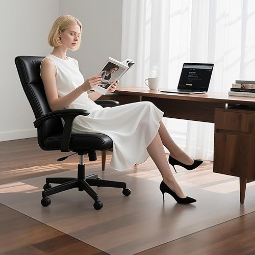 Miniatura 2 de Tapete para silla de oficina para suelos de madera dura, 48 x 36 pulgadas, PVC transparente grande, protector de escritorio grueso y antideslizante