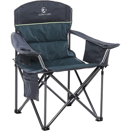 Northroad Sedia da campeggio portatile di grandi dimensioni, completamente imbottita, per esterni, pieghevole, supporta 158,8 kg, resistente, con portabicchieri, borsa termica, supporto lombare, tasca