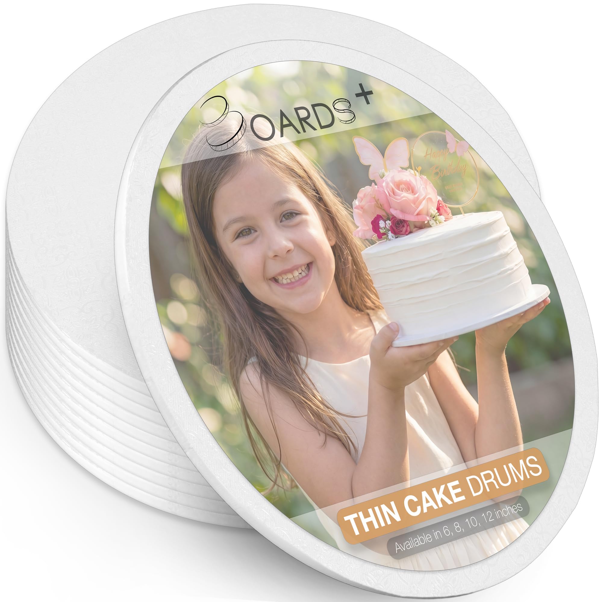 BOARDS+ 1/4" Cake Drum 10 Inch (20 Pack) | 0.25" Thick Rounds | Sturdy, Seamless & Greaseproof Cake Circles For Presenting Heavy Cakes