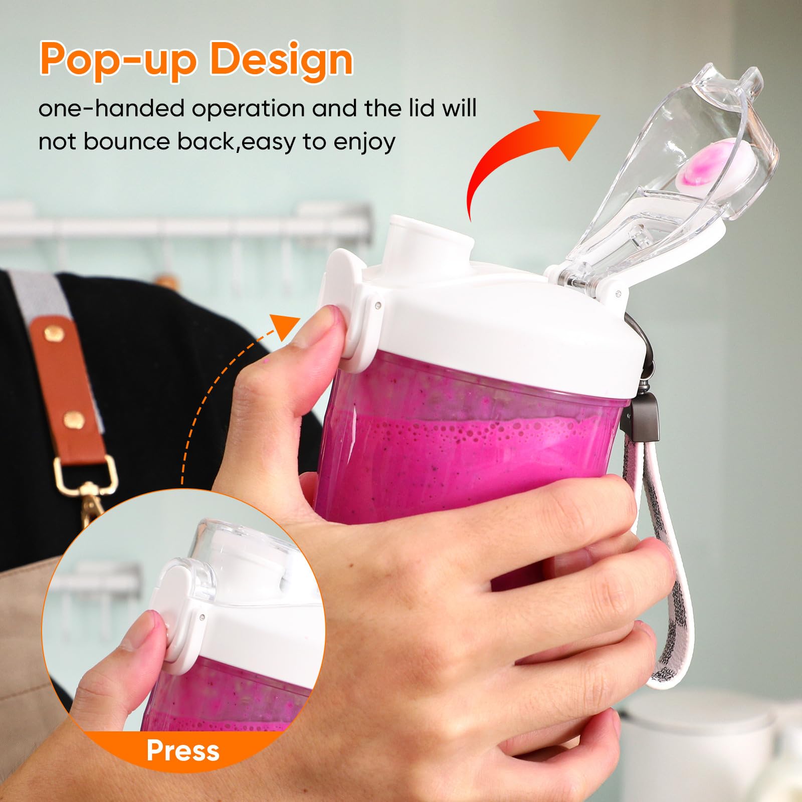 Uonlytech Tragbarer Wiederaufladbarer Entsafter 600ml mit PC Material Leicht und Modern für Frischen Saft Unterwegs und Einfache Bedienung