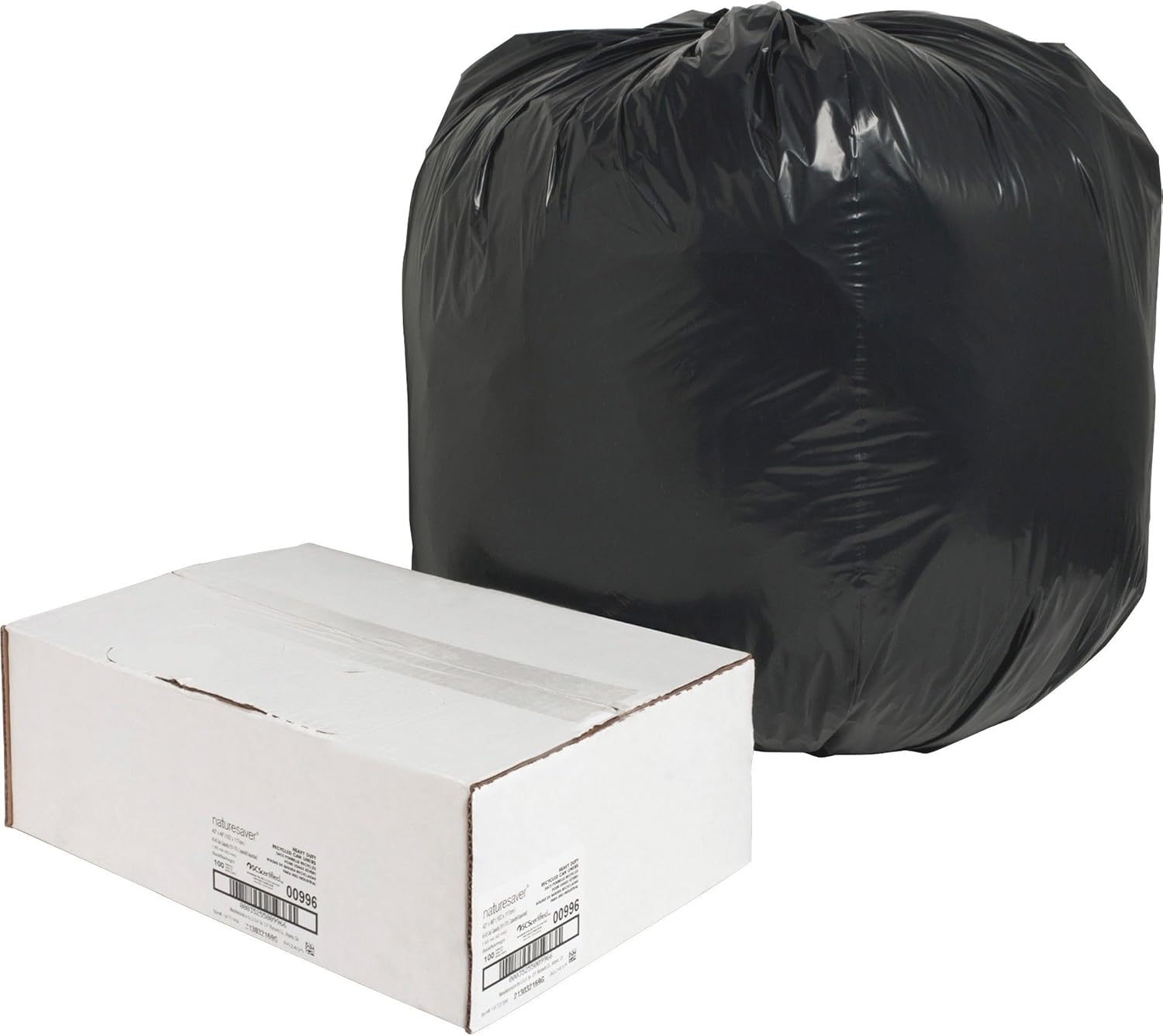 Black Low-density Recycled Can Liners, 45 Gallon Capacity, 100 Count