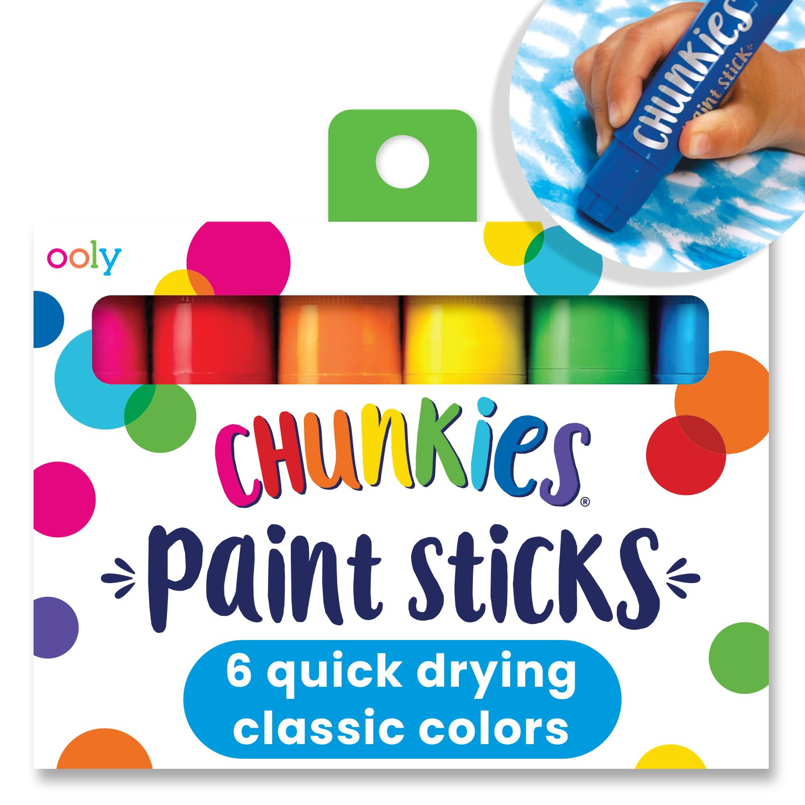 Ooly Chunkies 6 Mess Free Paint Sticks For Kids, Tempera Paint Sticks Kid Safe Colors, No Mess Quick Drying Art Supplies for Toddlers and Kids