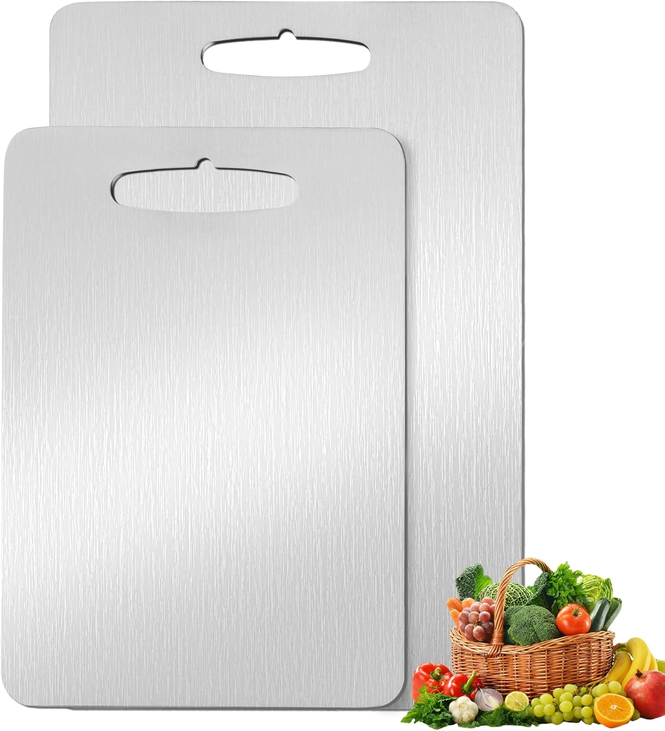 2 Pack Titanium Cutting Board, 2025 New Upgrade 100% Pure Titanium Cutting Boards for Kitchen, Hygiene & Durability Non Stick Chopping Board, Double sided Cutting Mat, Easy to Clean ?M & L? 2 M+L