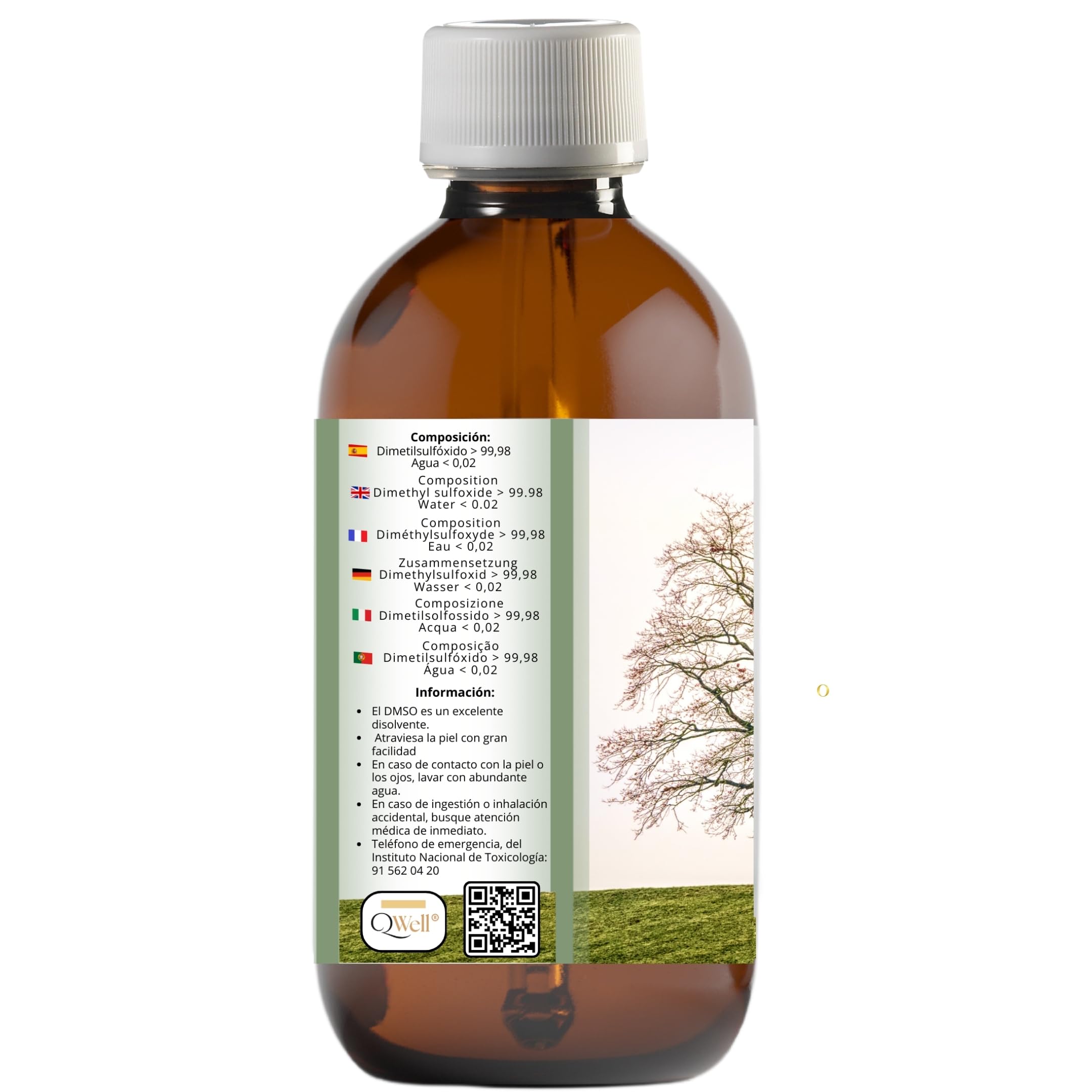 Dimetilsolfossido Puro QWell® DMSO - Dimetilsolfossido 99,9% | 5 Litri | Confezione In Caraffa Di Alta Qualità In HDPE | Adatto Per Miscelare O Diluire | DMSO QWel Dimetilsolfossido Farmaceutico Veicolante Sostanze