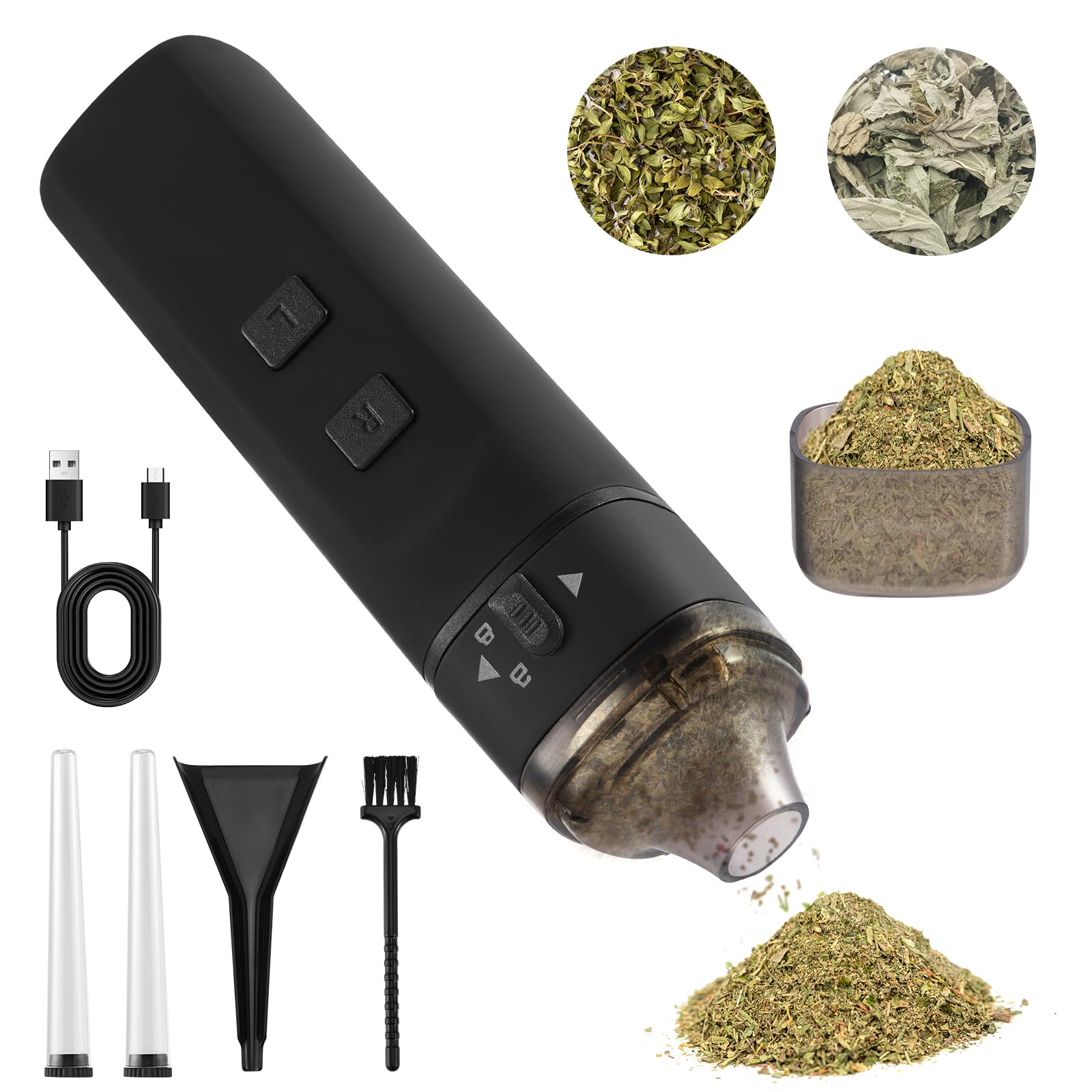 Grinder Elektrisch, Elektrischer Grinder mit Starkem Motor Schnelles Mahlen, USB-Aufladung, 2-Wege-Mahlen elektrische gewürzmühle für Gewürzen/Pollen