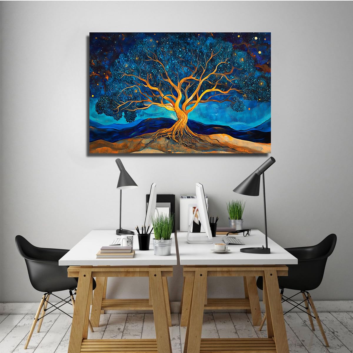 Duże oprawione drzewo życia, druk artystyczny na płótnie, 70 x 100 cm