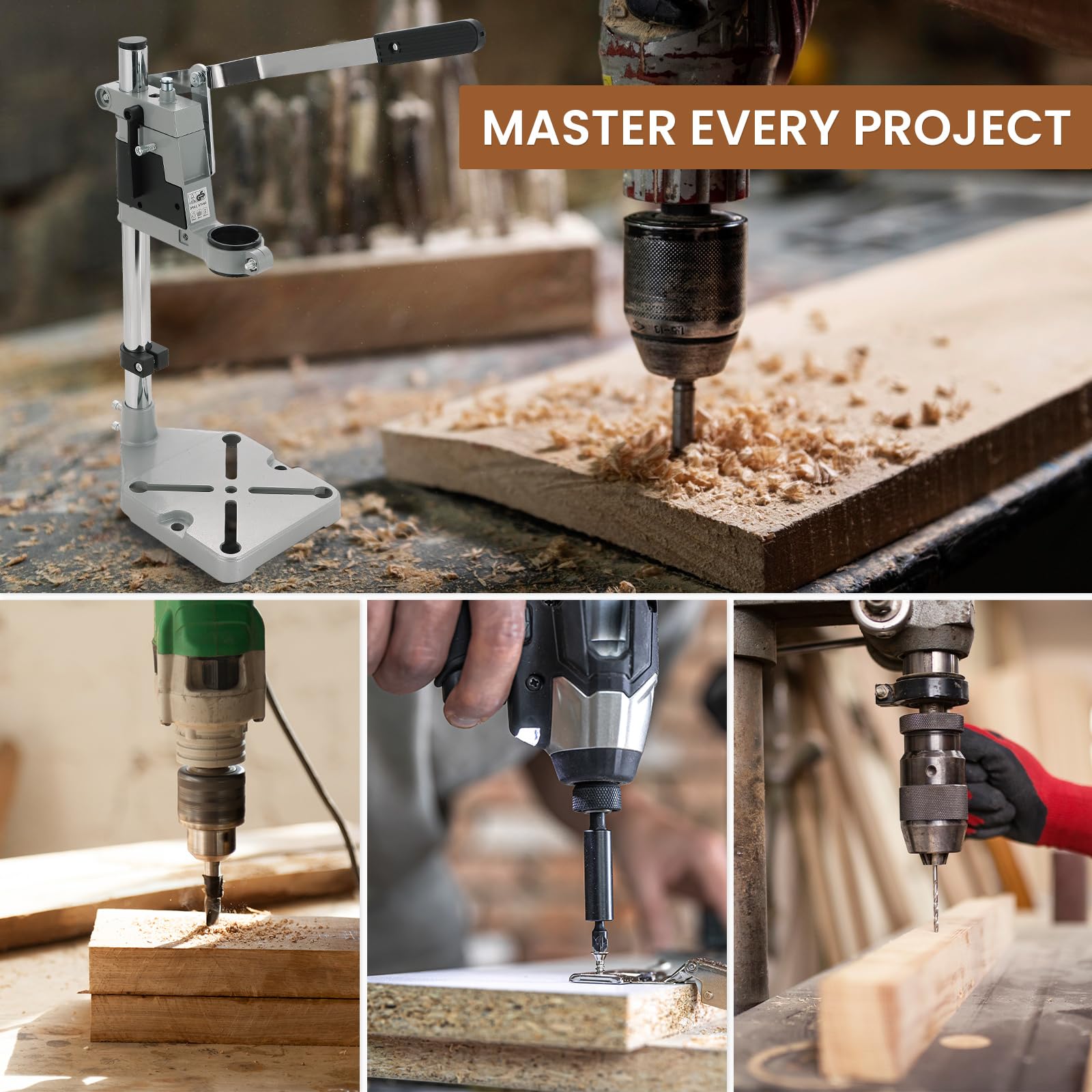 TIKAM Soporte De Taladro Eléctrico, Taladro De Banco Con Ángulo