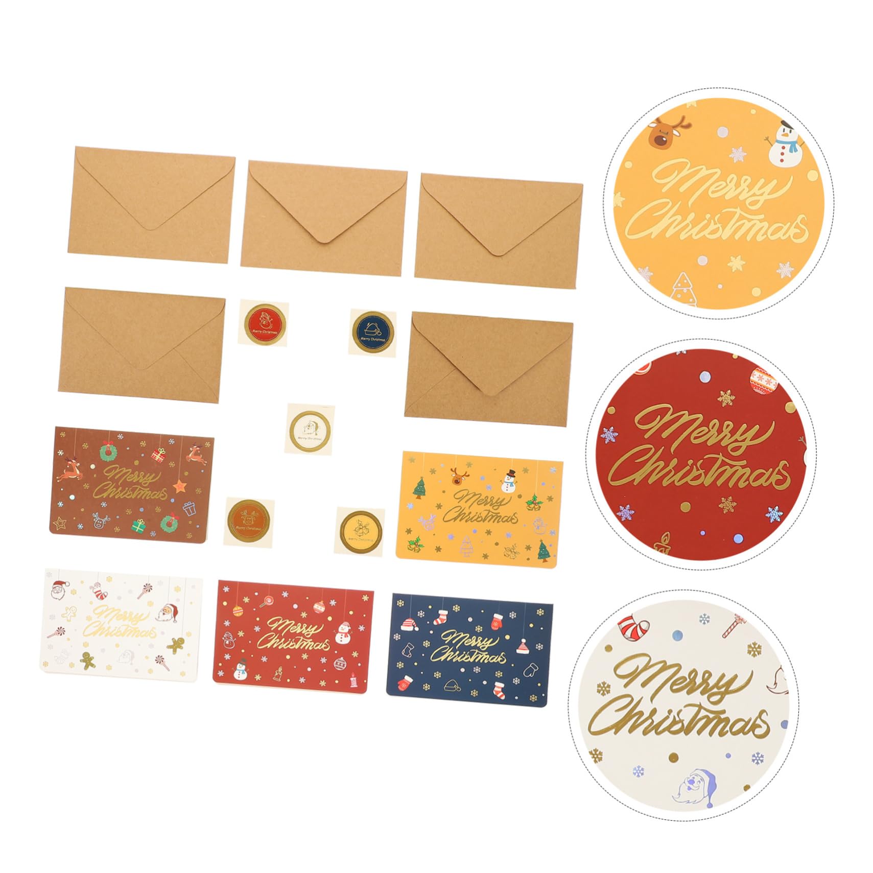 Lurrose 50sätze Teiliges Weihnachtskarten Mit Cartoon-design Geschenkkarten Für Feiertage Grußkarten Weiß Rot Blau Braun Und Orange Für Weihnachtsgrüße Und Dankeskarten