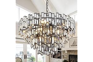Modern Black & Bronze Big Crystal Chandelier for High Ceilings