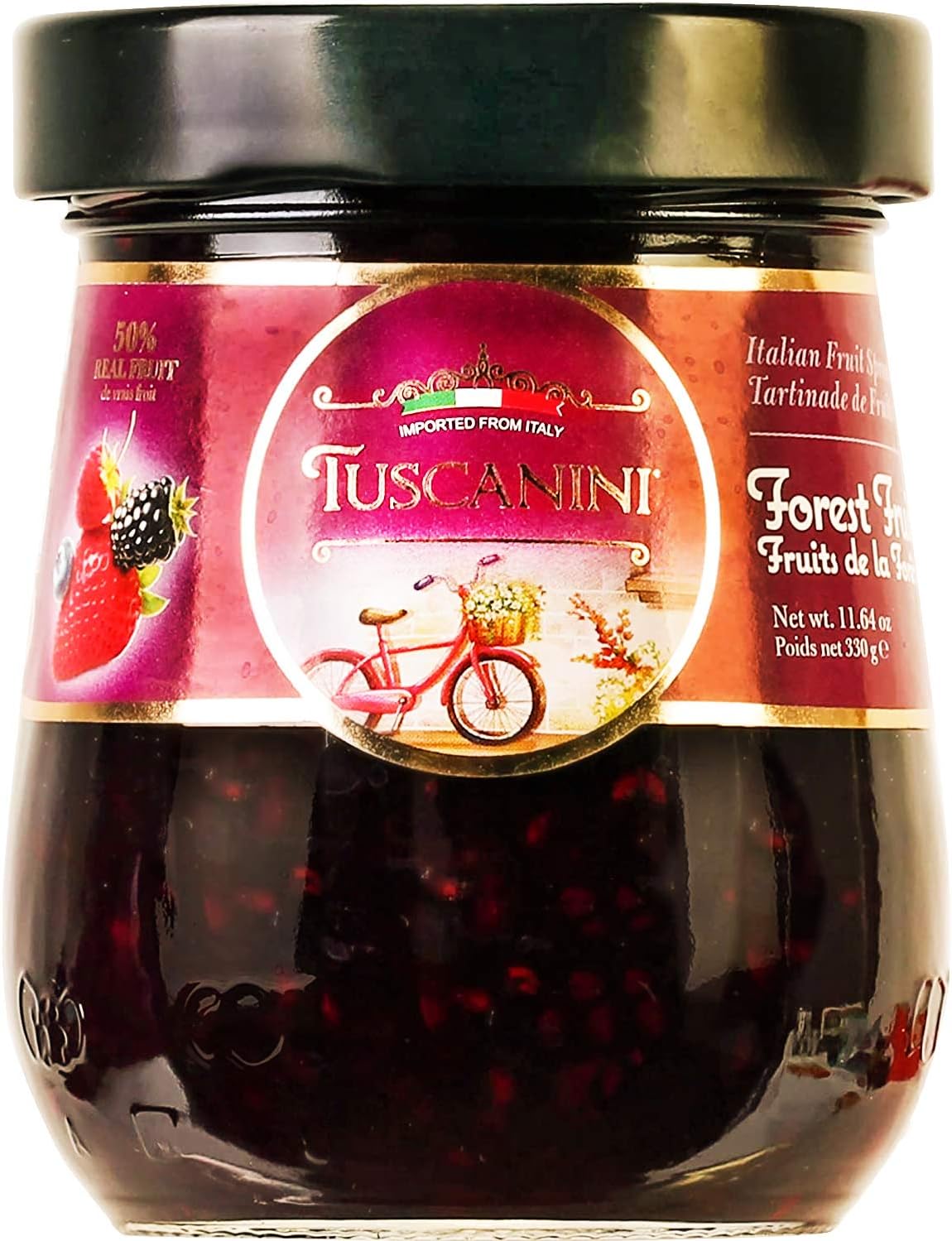 Premium Italian Forest Fruits Preserves, 11.64 oz Jar, Spreadable Fruit Jam, No High Fructose Corn Syrup, No Preservatives, Non GMO, Gluten Free