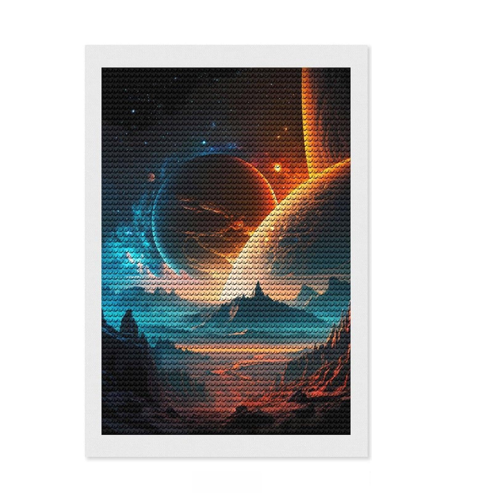 Junmoney Stellar Plateau Universe Diamond Style Art Kit 8"x12", Boho Decor, Gift Idea, Farmhouse Decor, Winter Craft, Artistic Hobby