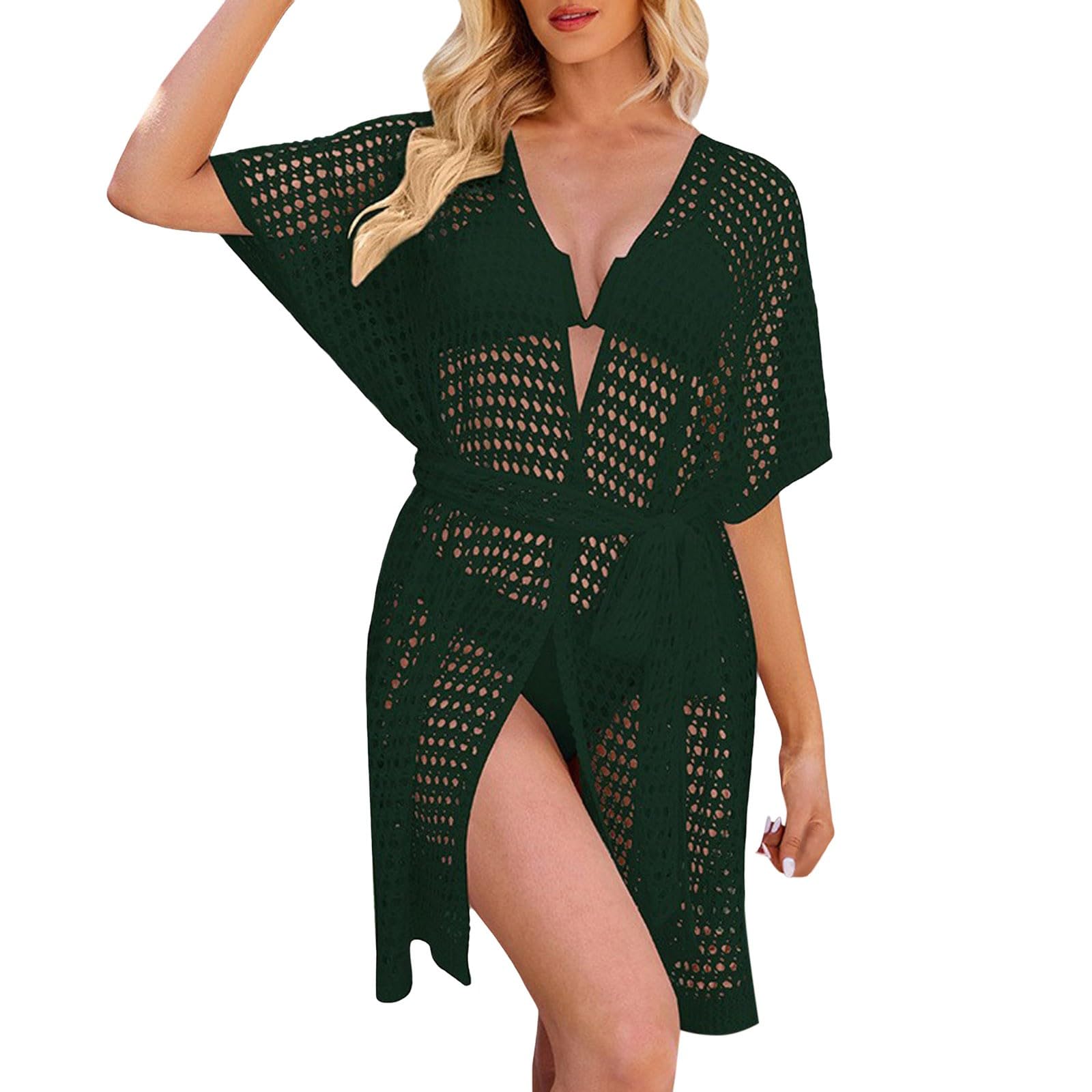 Copricostume Donna Mare Lungo Prodotto Swimwears Cover-ups Abito da in Tessuto Leggero per Coprire Costume Bagno Maniche Medie Stile Comodo e Costumi