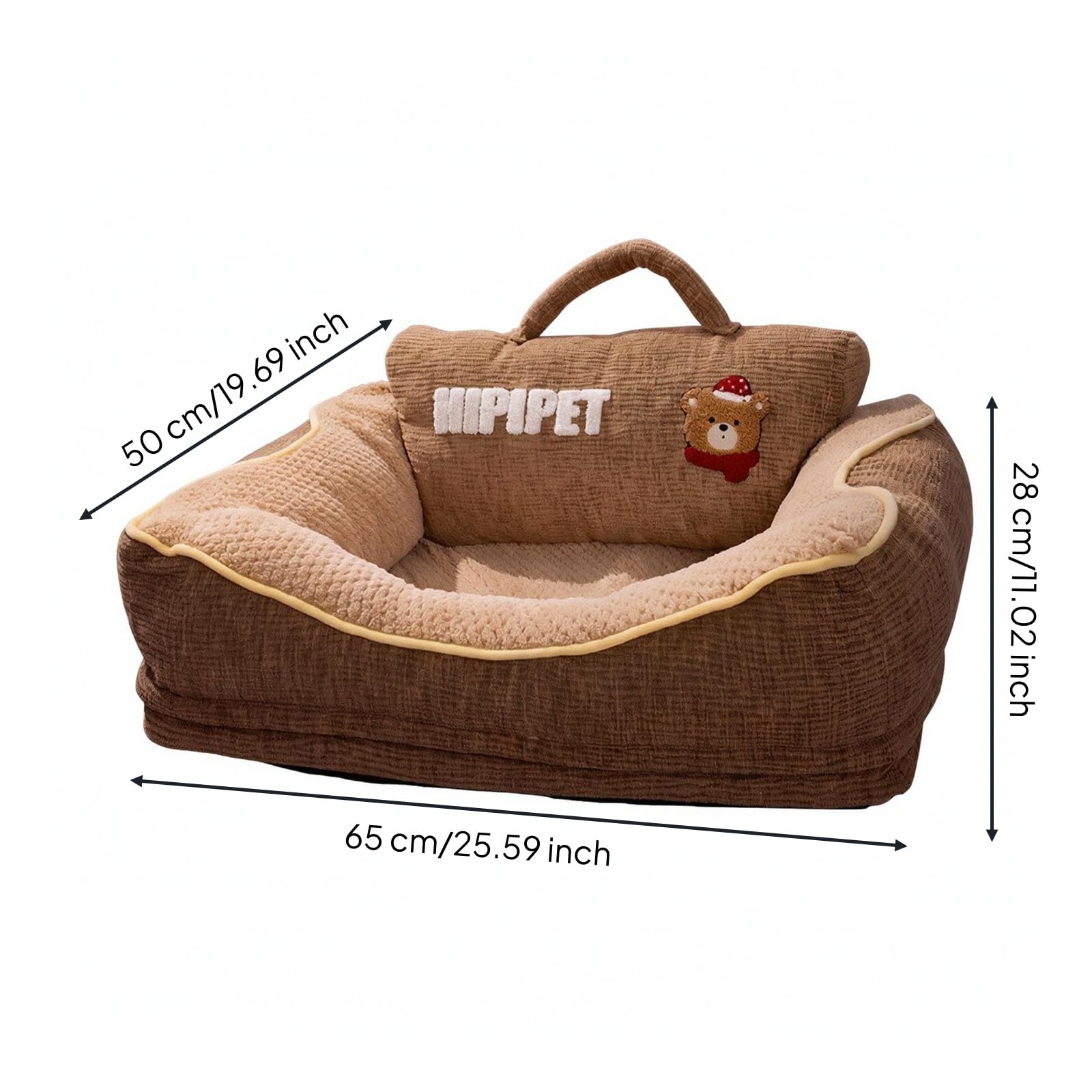 Nido Riposo Gatto Cuccia Divano Sofà Letto con Cuscino Schiena Imbottito E Bordi Rialzati Copertura Esterna Rimovibile E Imbottitura Estraibile Fondo, L, style to 1