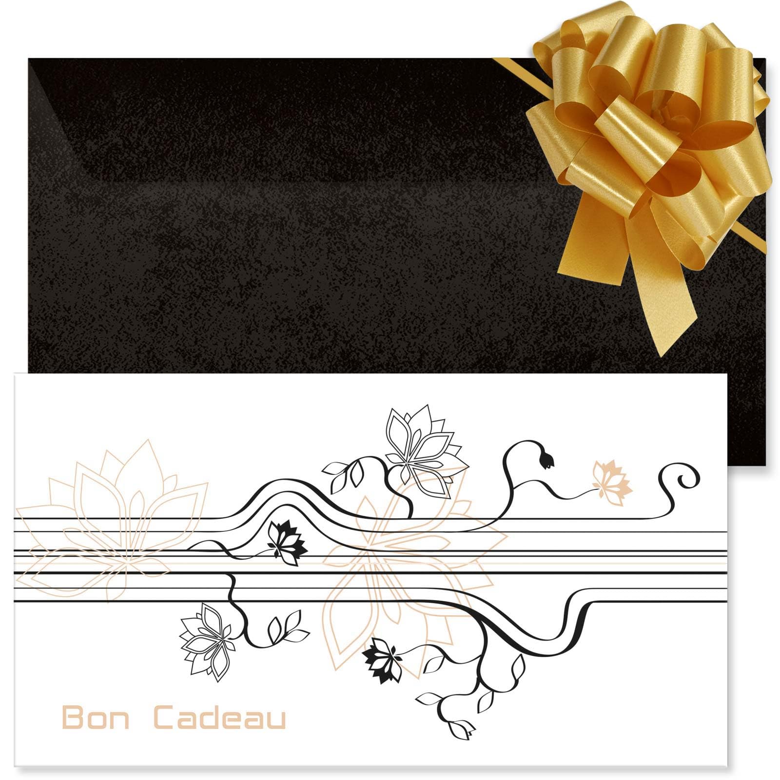 POS BON - 50 bons cadeaux à remplir avec enveloppe/nœud ruban - formulaires imprimés pour des salons de coiffure K1243F-2-50-V1