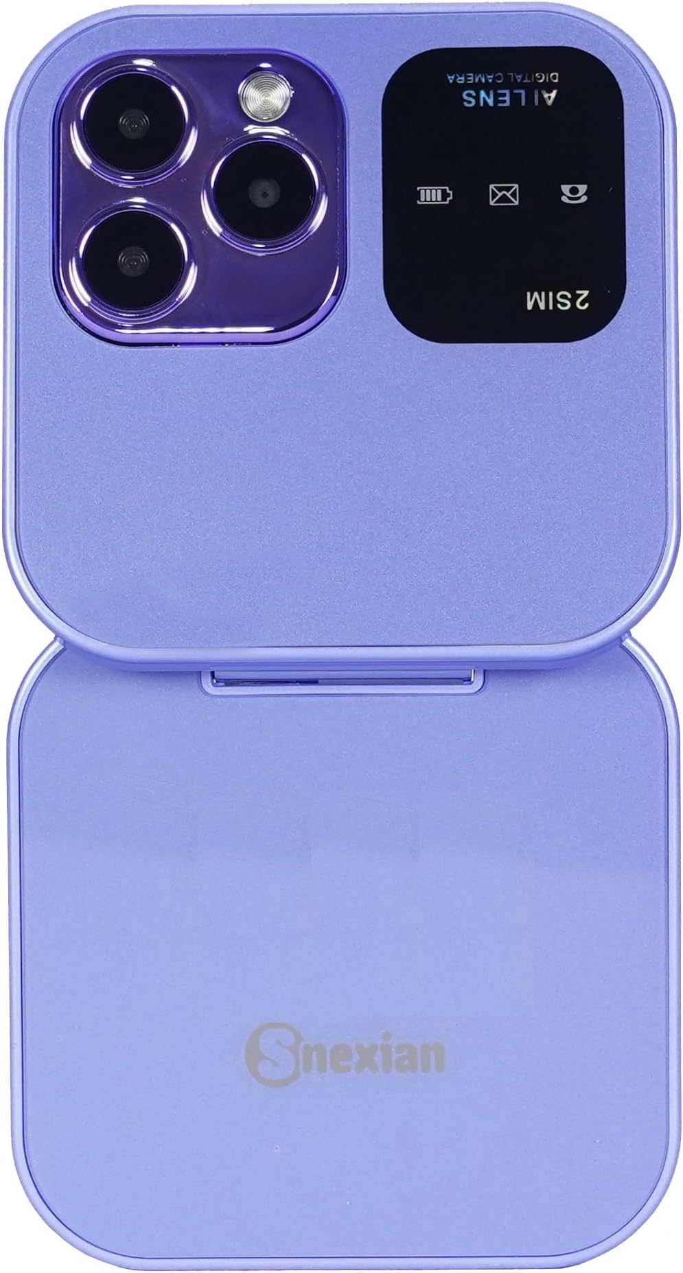Snexian All-New Rock X Flip Dual Sim |Keypad Mobile| with 1.8" Display |Flip|Fold| Call & SMS Indicator|Crystal Back Panel |BT Dialer|Voice Changer |Long Lasting Battery|FM|Feature Phone| Purple